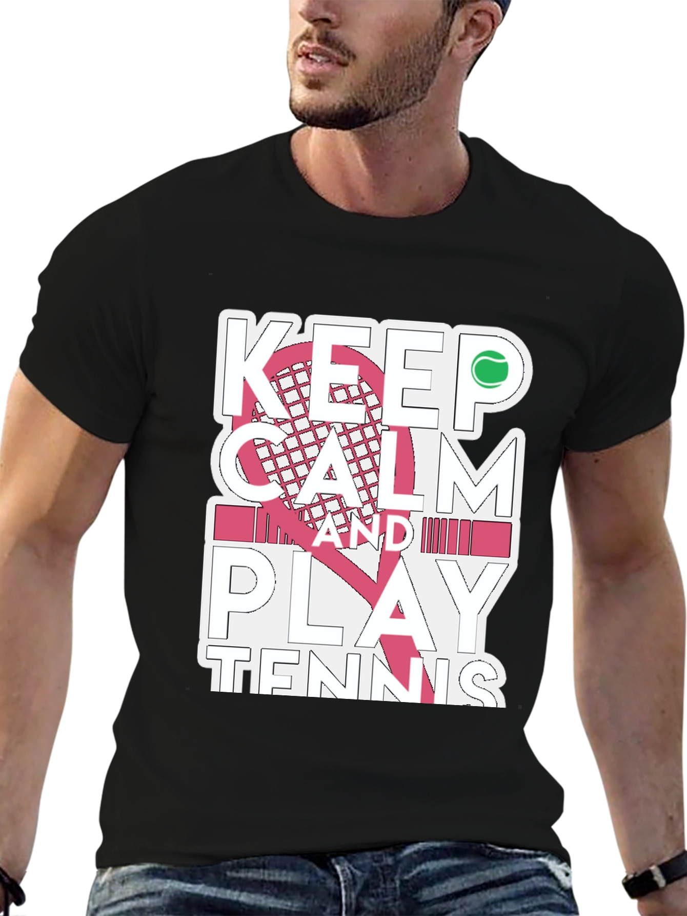 Camiseta Negra Keep Calm and Play Tennis
