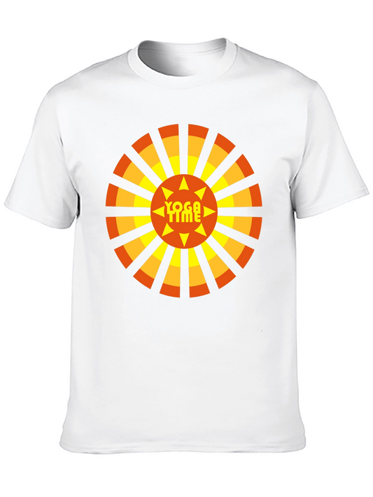 Camiseta Negra Yoga Time Diseño Sol Naranja