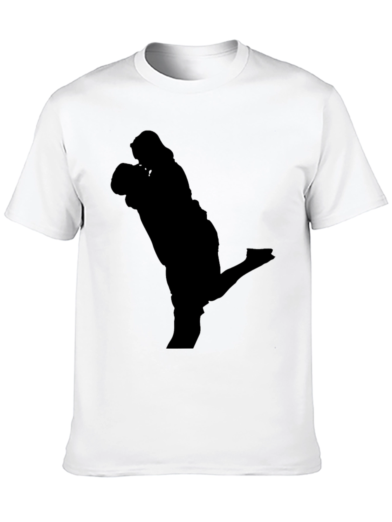 Camiseta Negra con Silueta de Pareja Enamorada