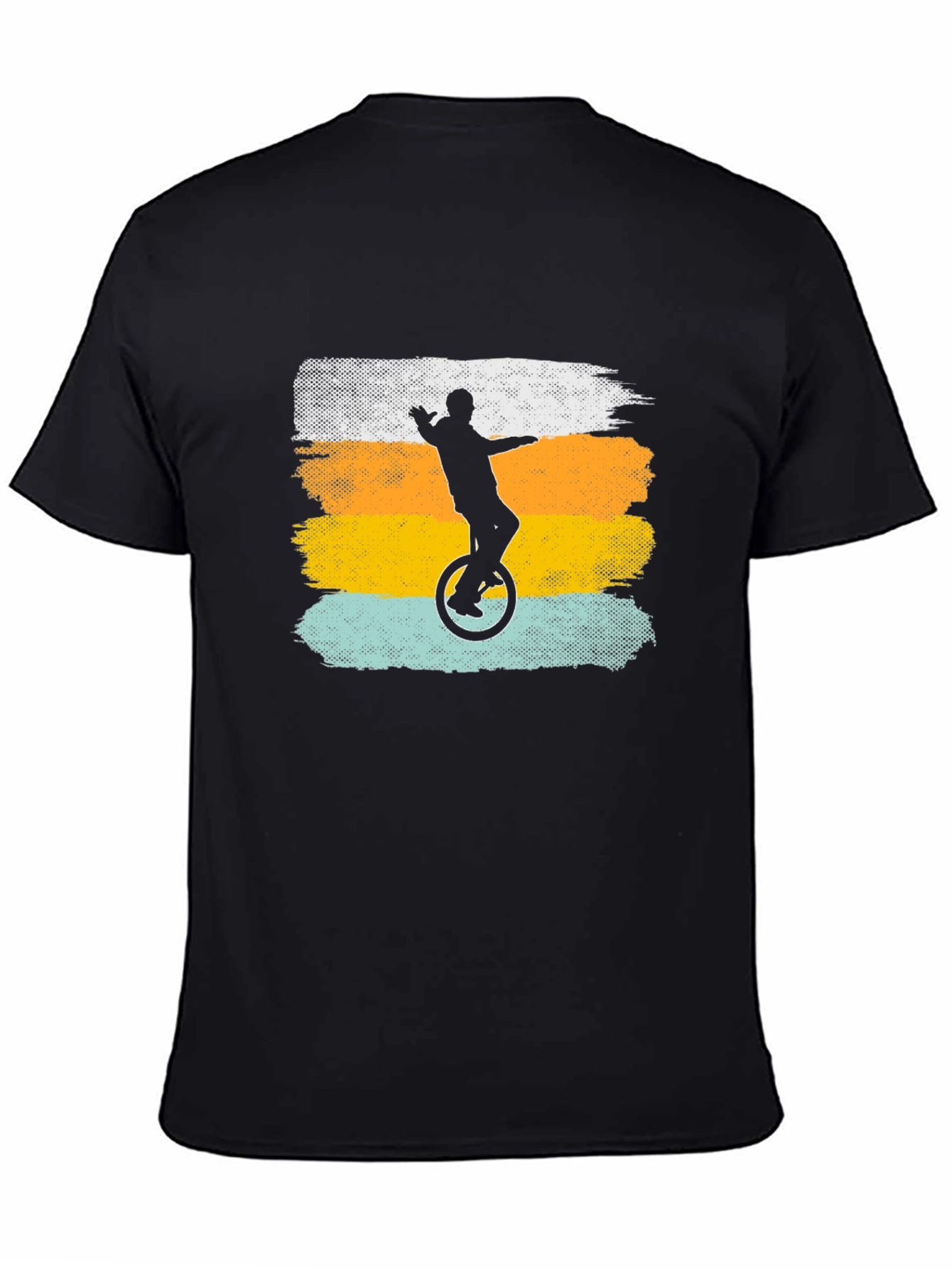 Camiseta Negra Hombre Silueta Uniciclo Retro