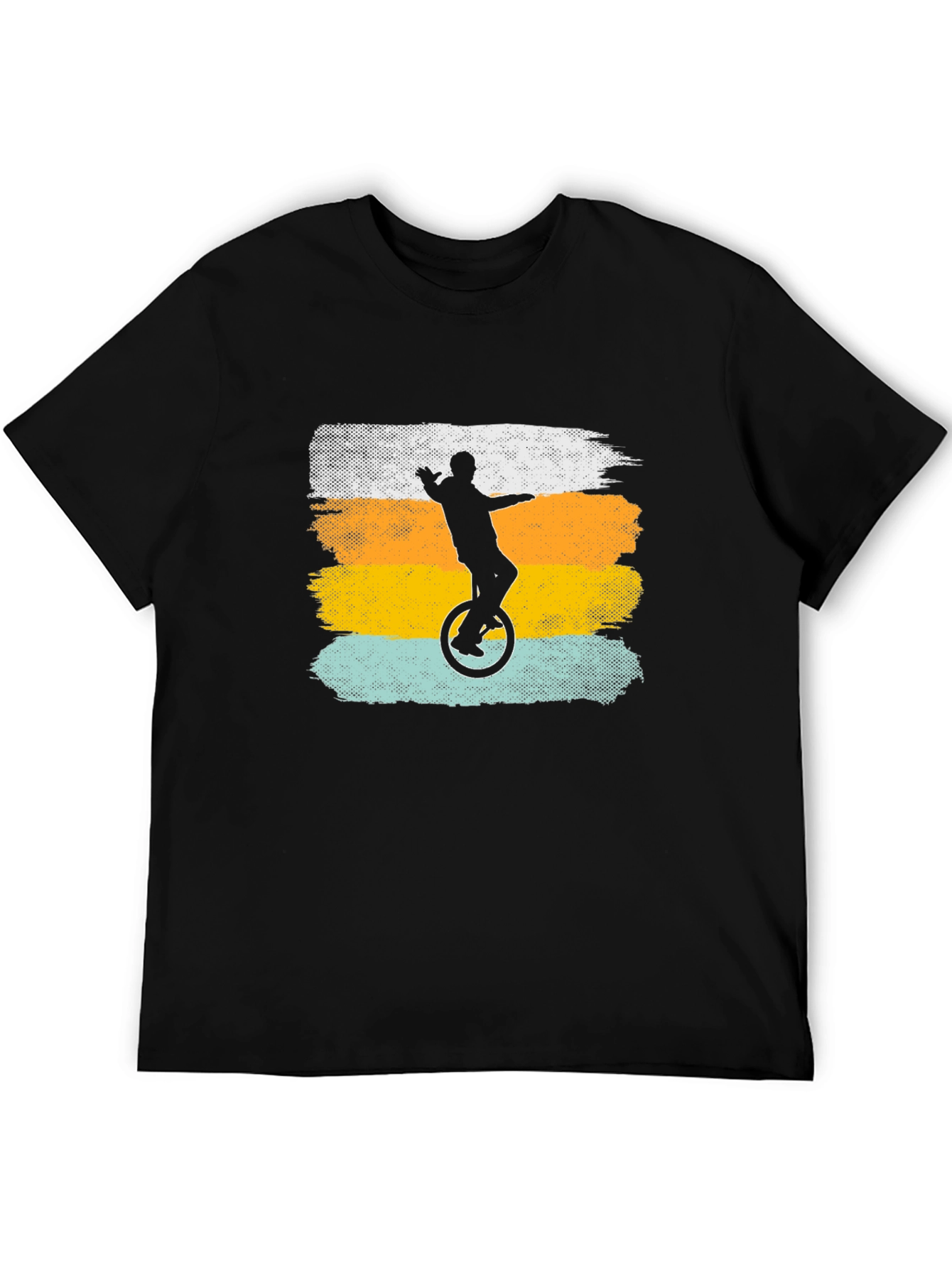 Camiseta Negra Hombre Silueta Uniciclo Retro
