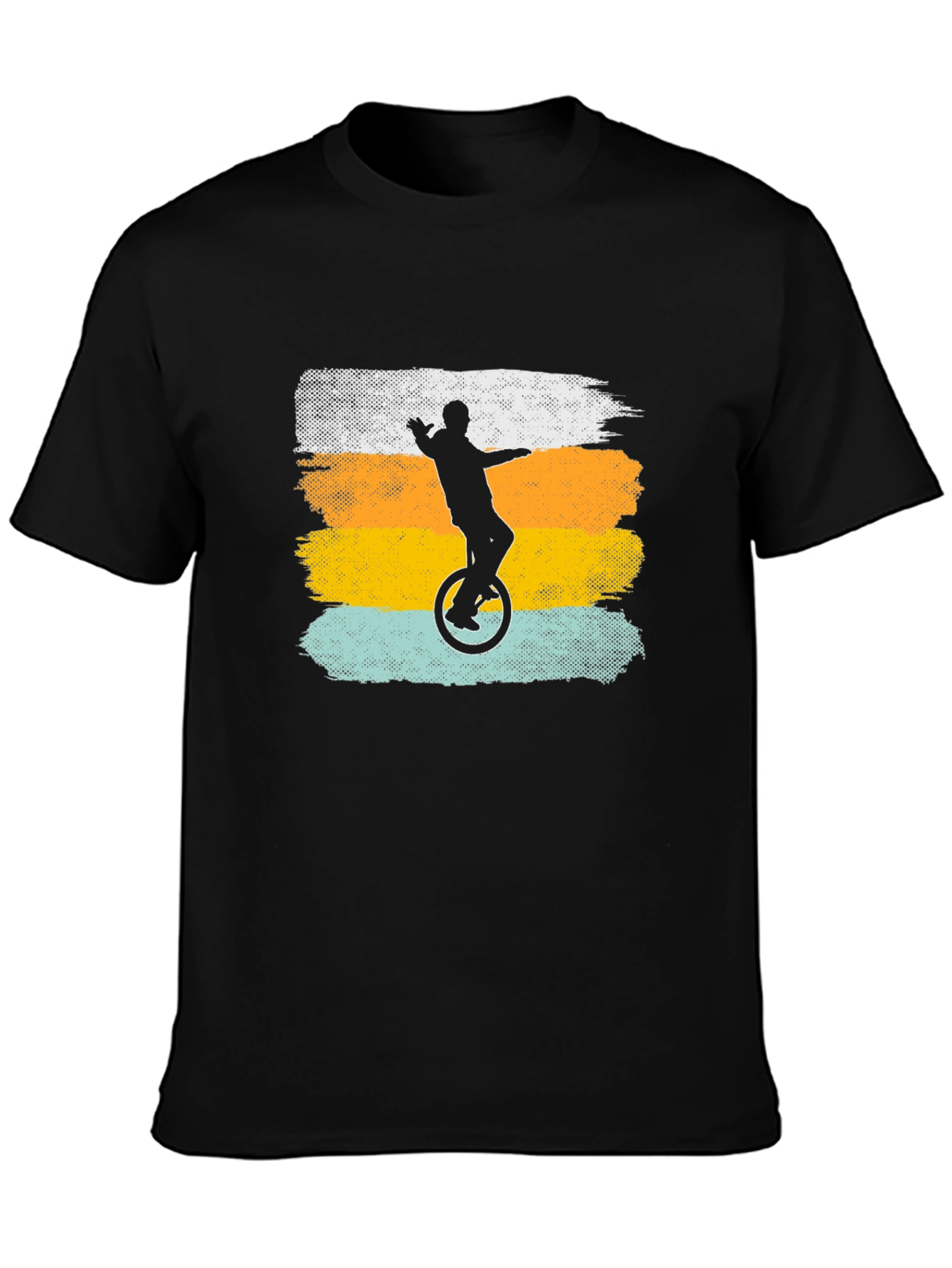 Camiseta Negra Hombre Silueta Uniciclo Retro