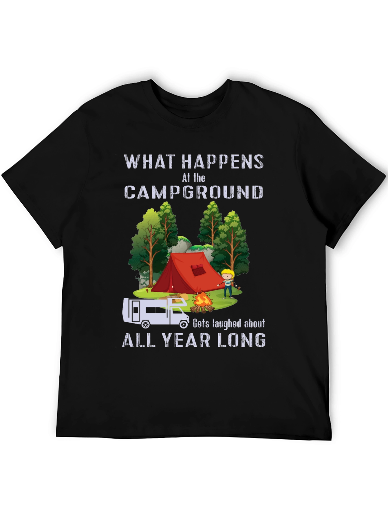 Camiseta Negra Divertida de Camping