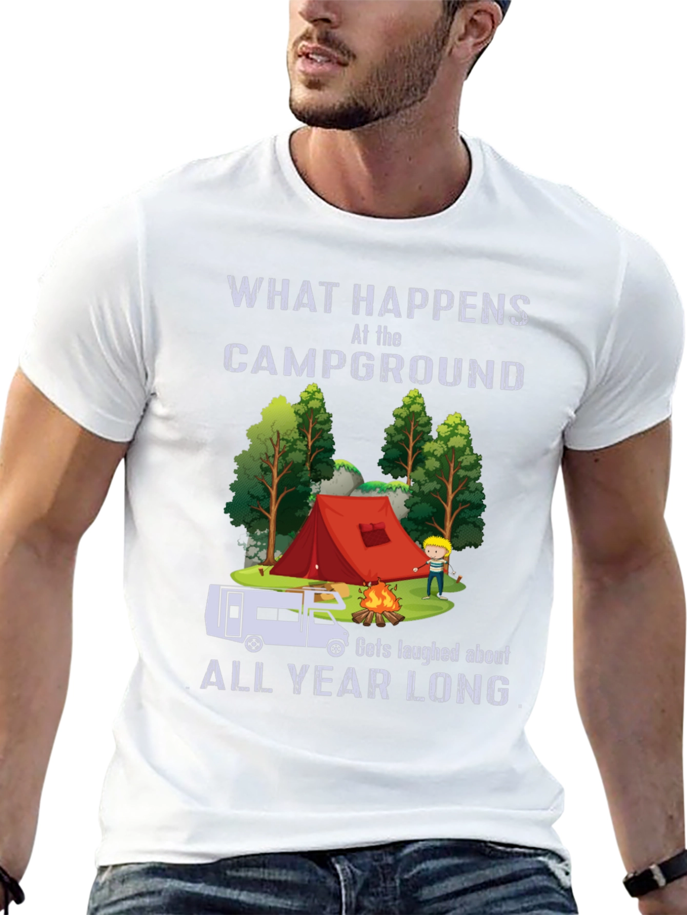 Camiseta Negra Divertida de Camping