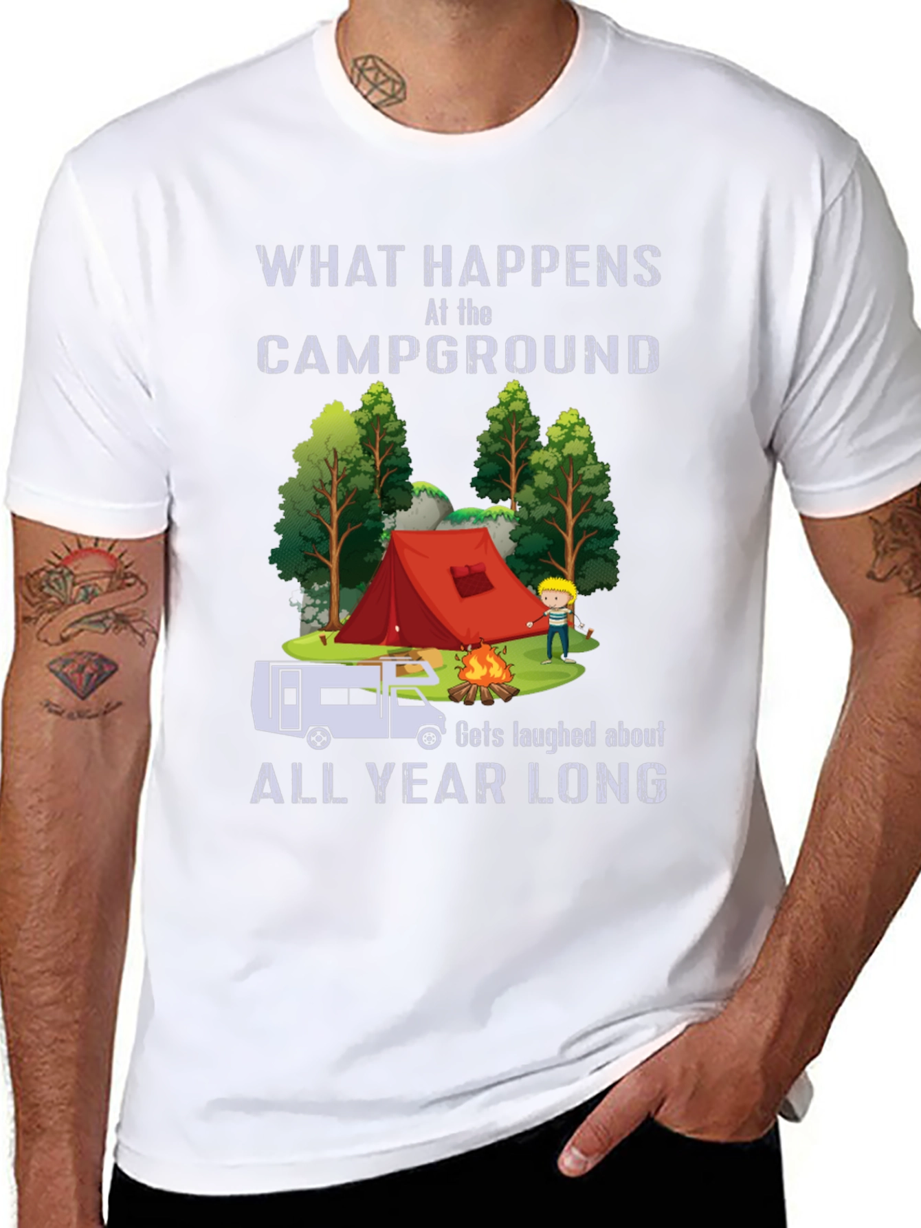 Camiseta Negra Divertida de Camping