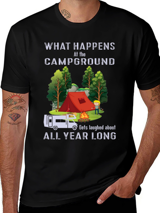 Camiseta Negra Divertida de Camping