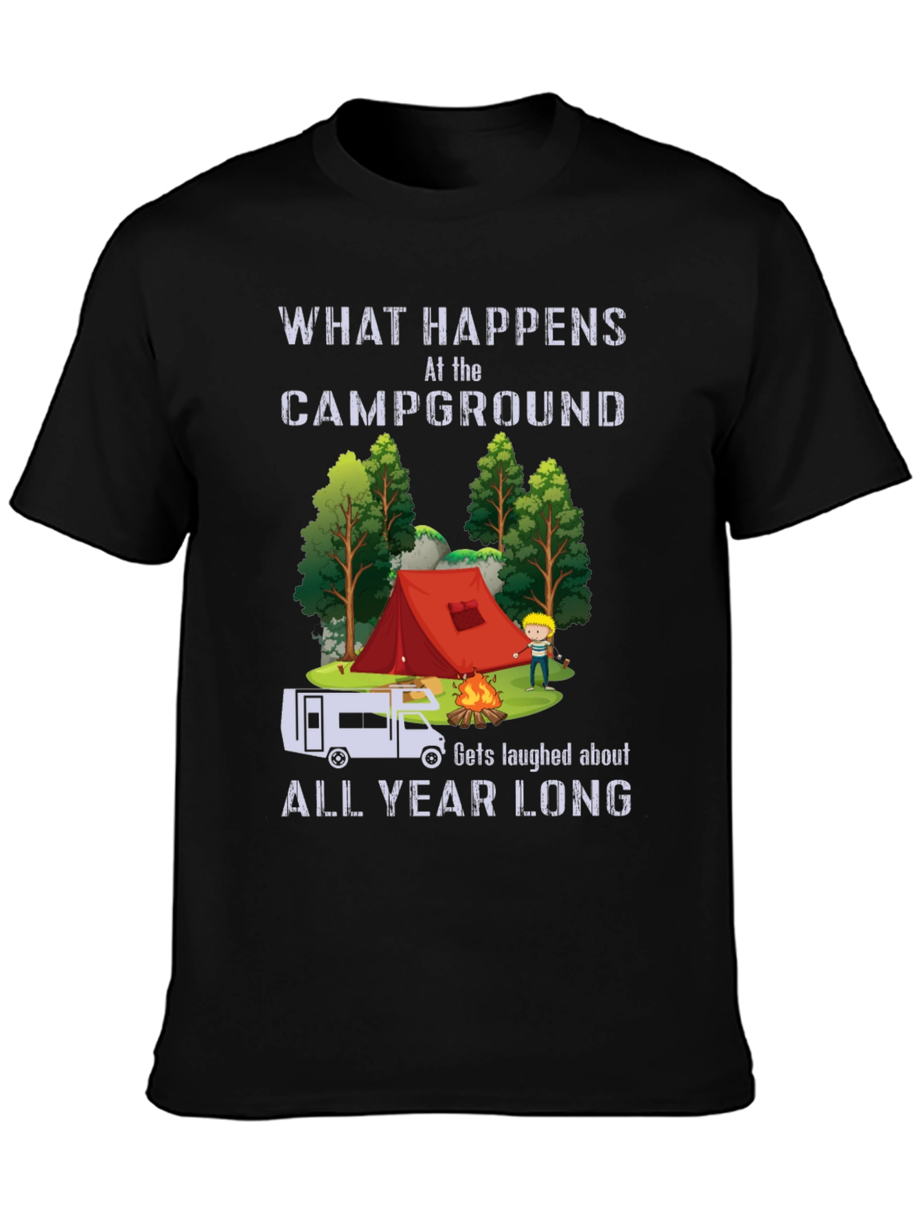 Camiseta Negra Divertida de Camping