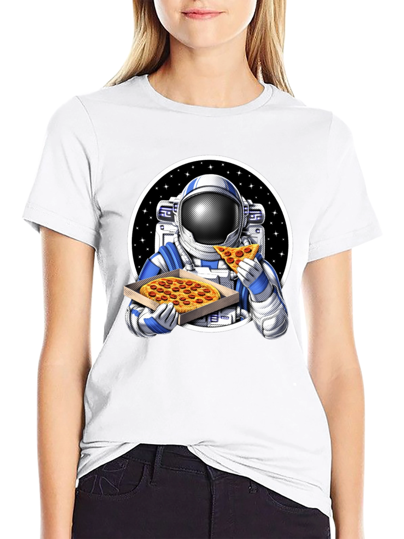 Camiseta Astronauta Comiendo Pizza