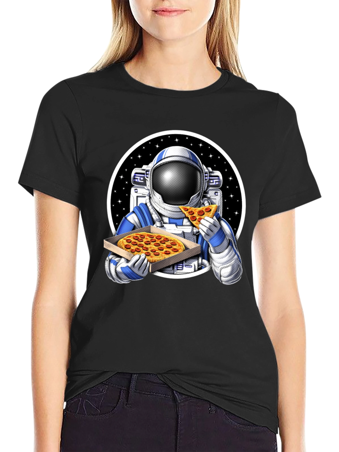 Camiseta Astronauta Comiendo Pizza
