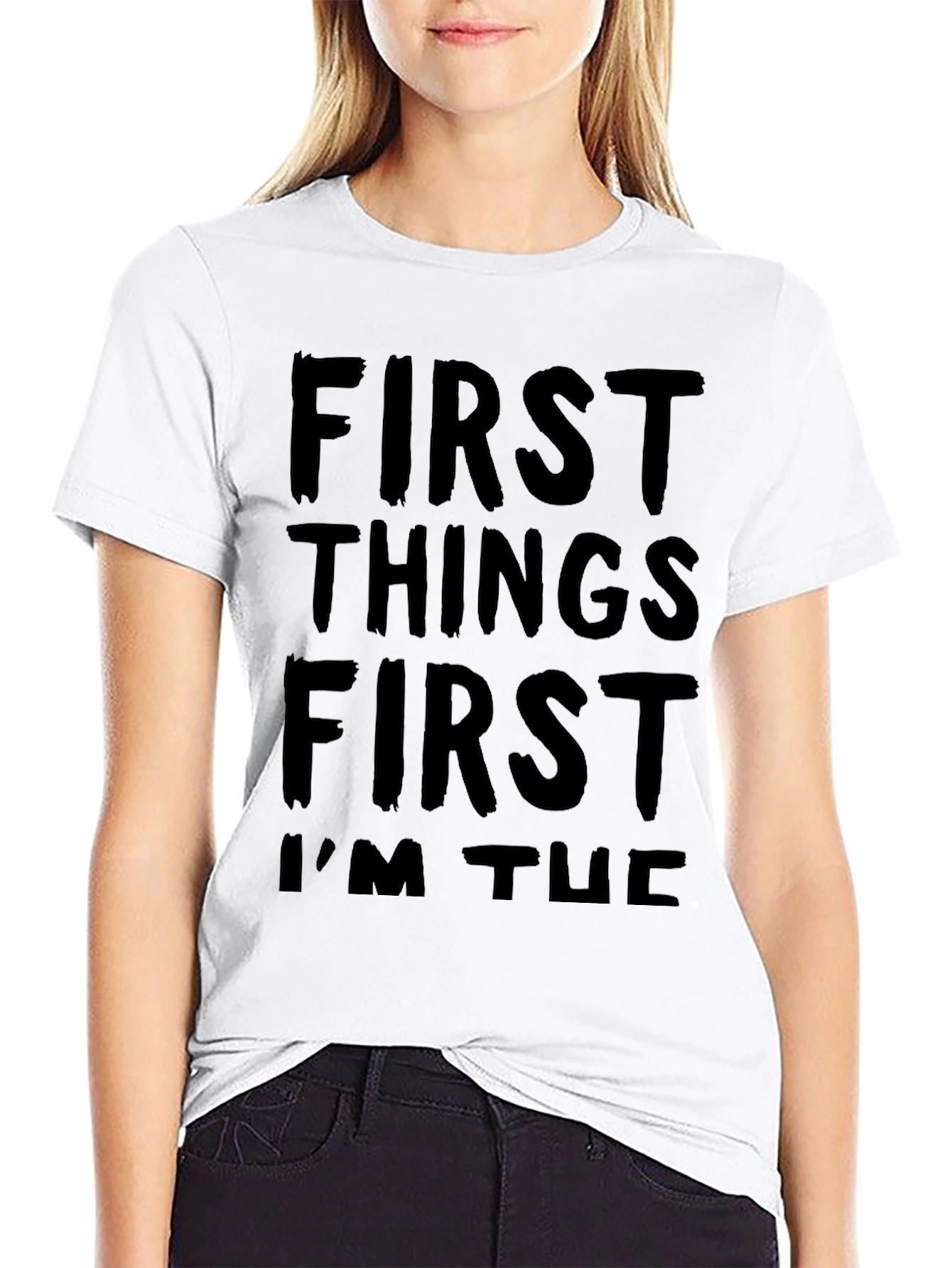 Camiseta Negra con Texto First Things First