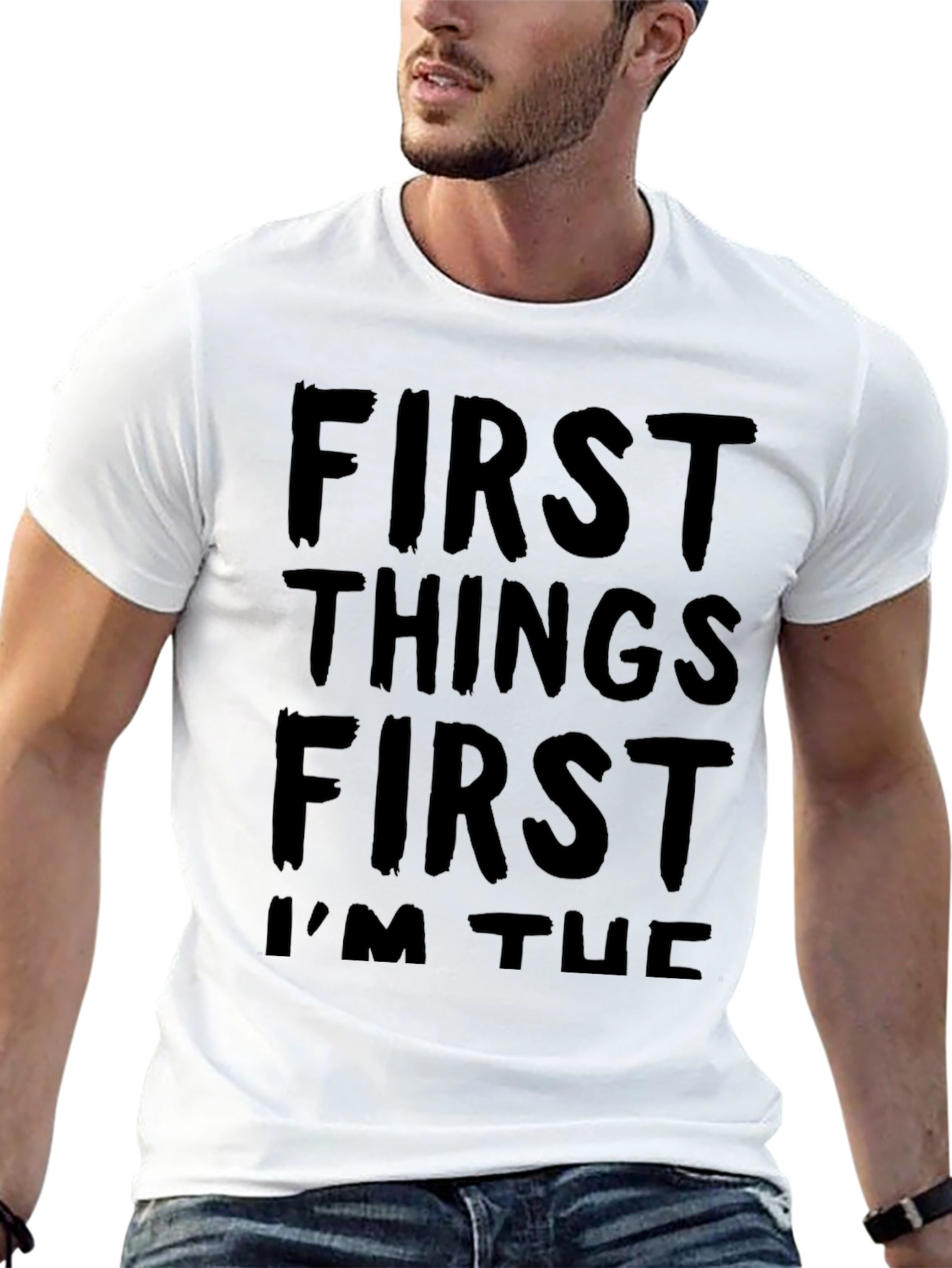 Camiseta Negra con Texto First Things First