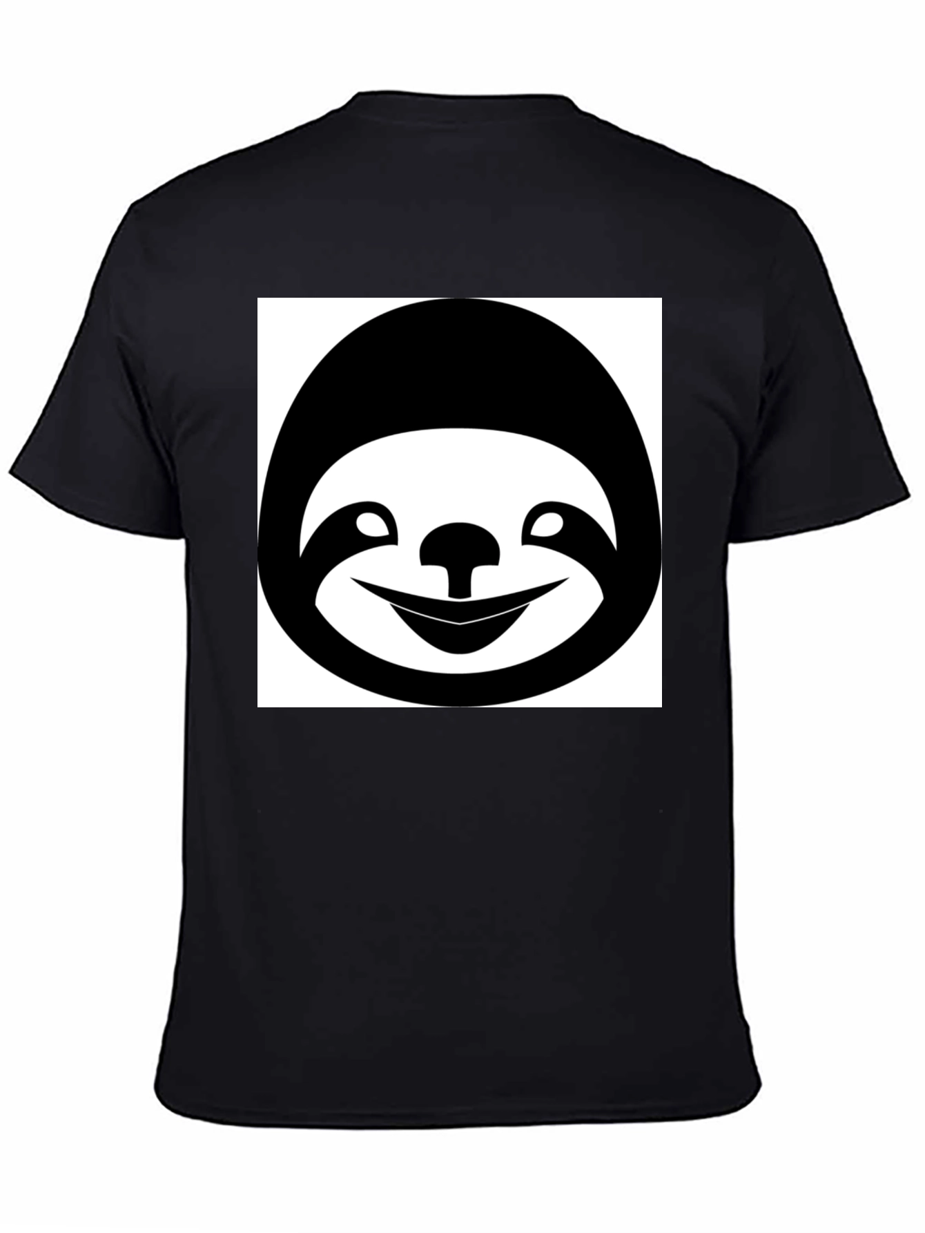 Camiseta Negra con Estampado de Perezoso Sonriente
