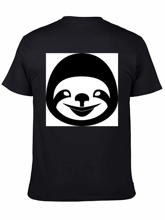 Camiseta Negra con Estampado de Perezoso Sonriente