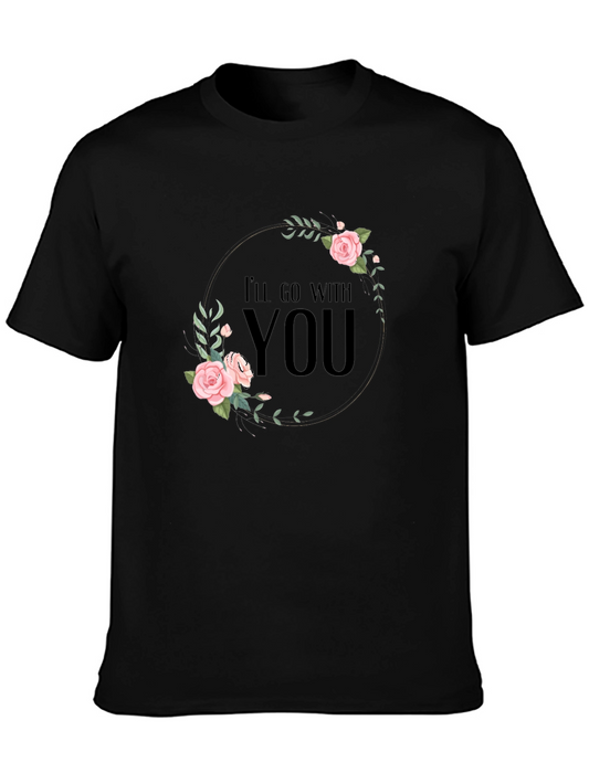 Camiseta Negra con Diseño Floral Romántico