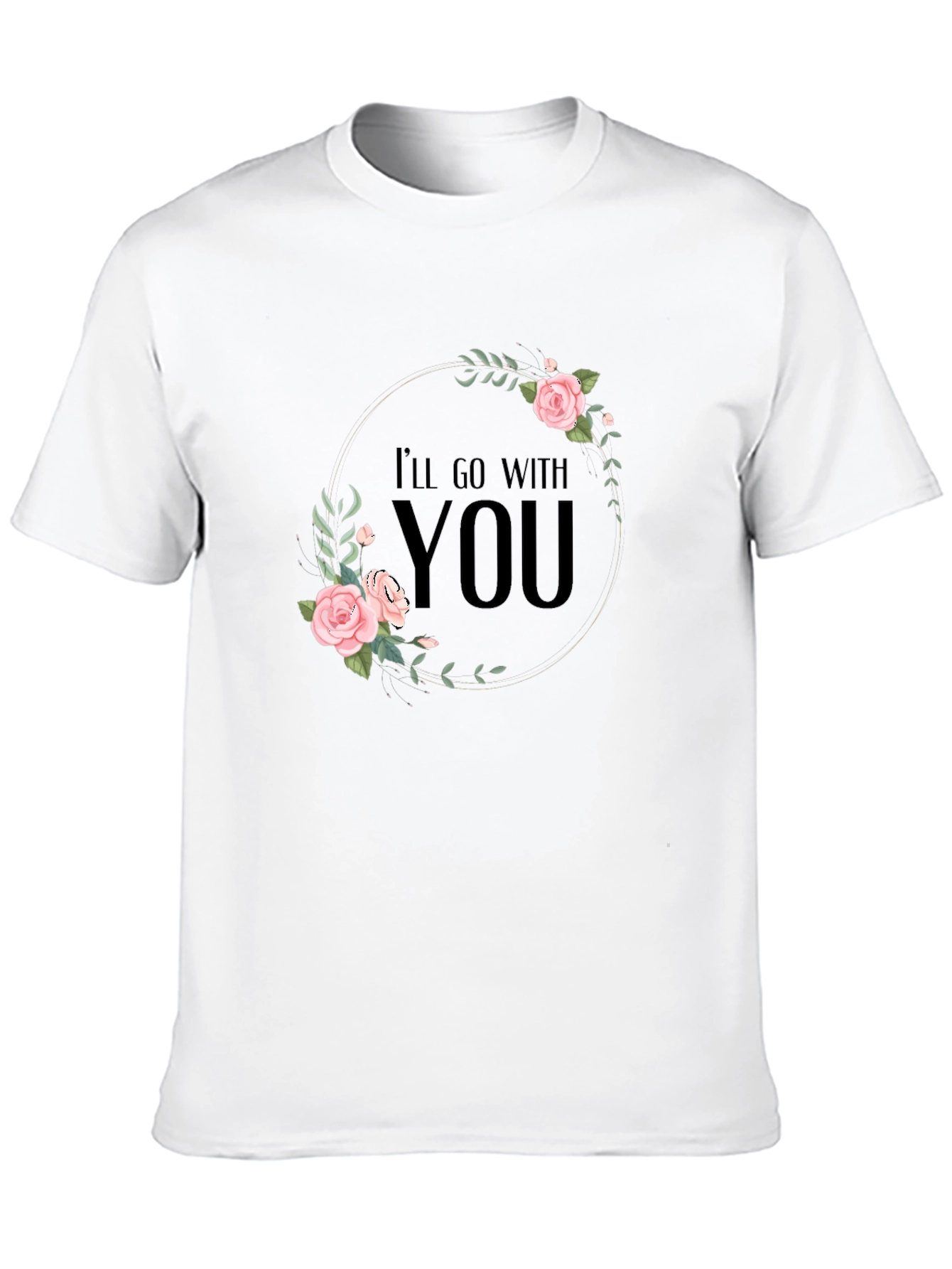 Camiseta Negra con Diseño Floral Romántico