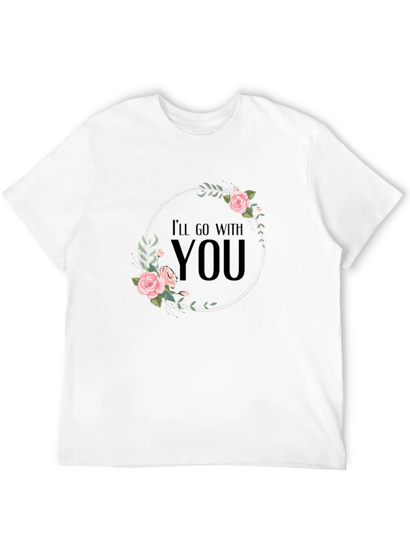 Camiseta Negra con Diseño Floral Romántico
