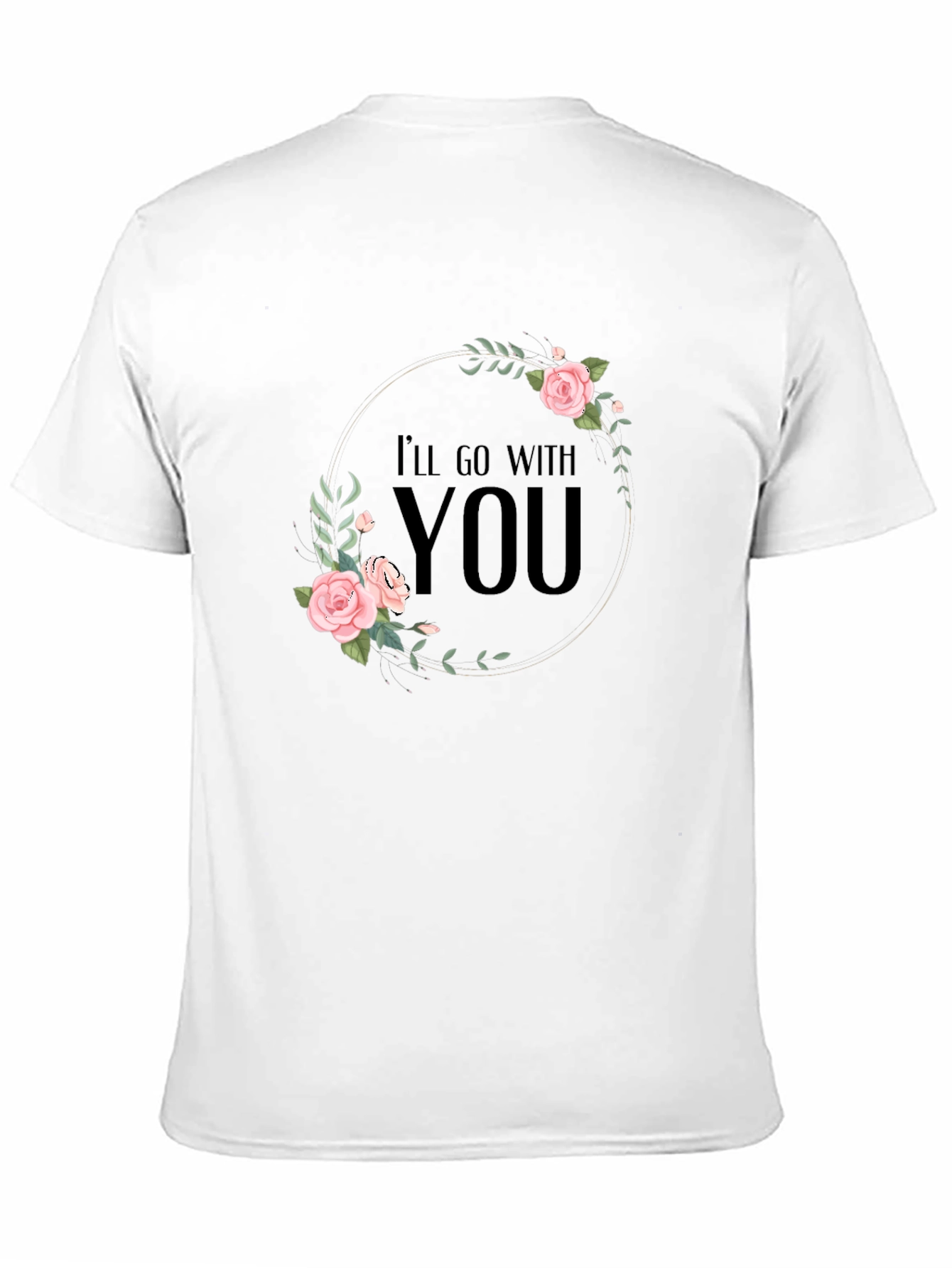 Camiseta Negra con Diseño Floral Romántico