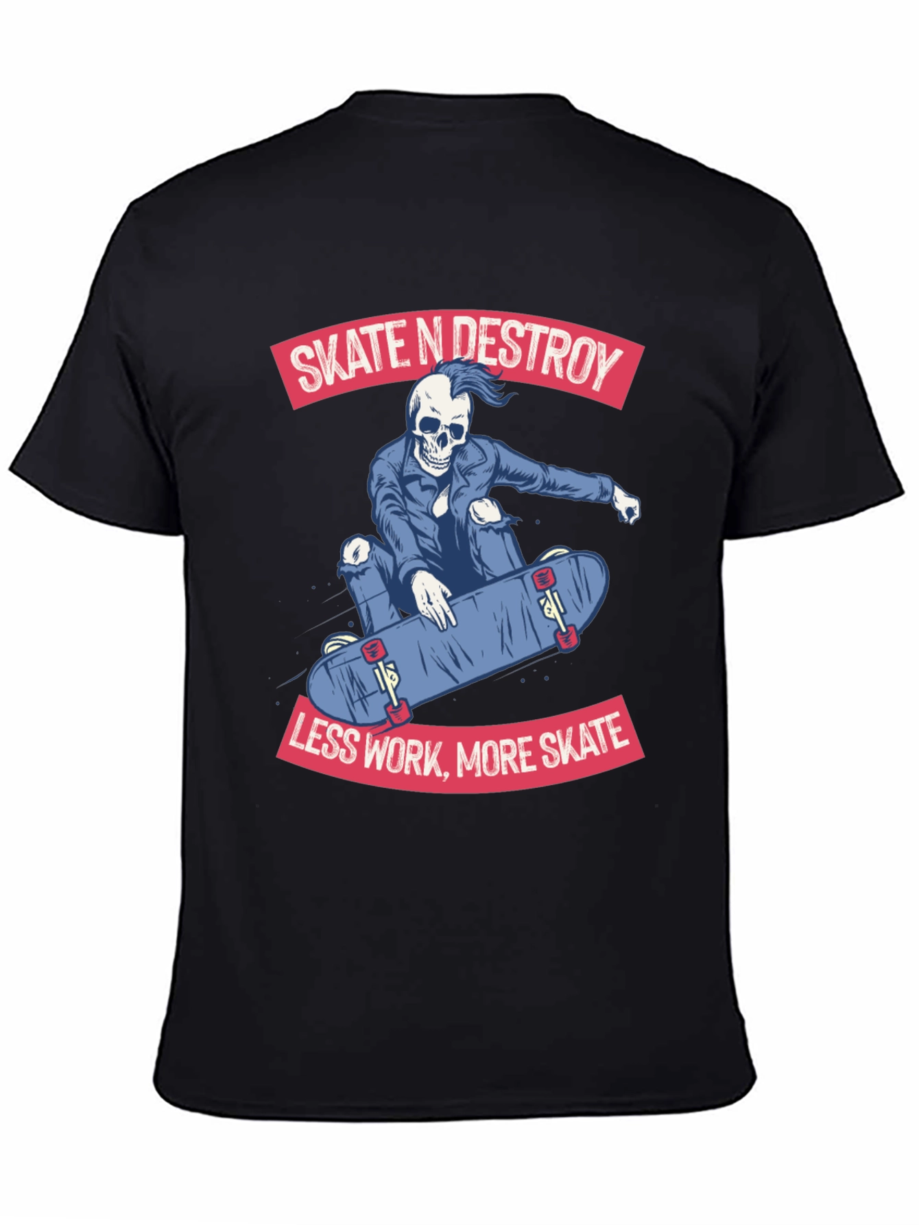 Camiseta Negra con Diseño de Skate Skate N Destroy