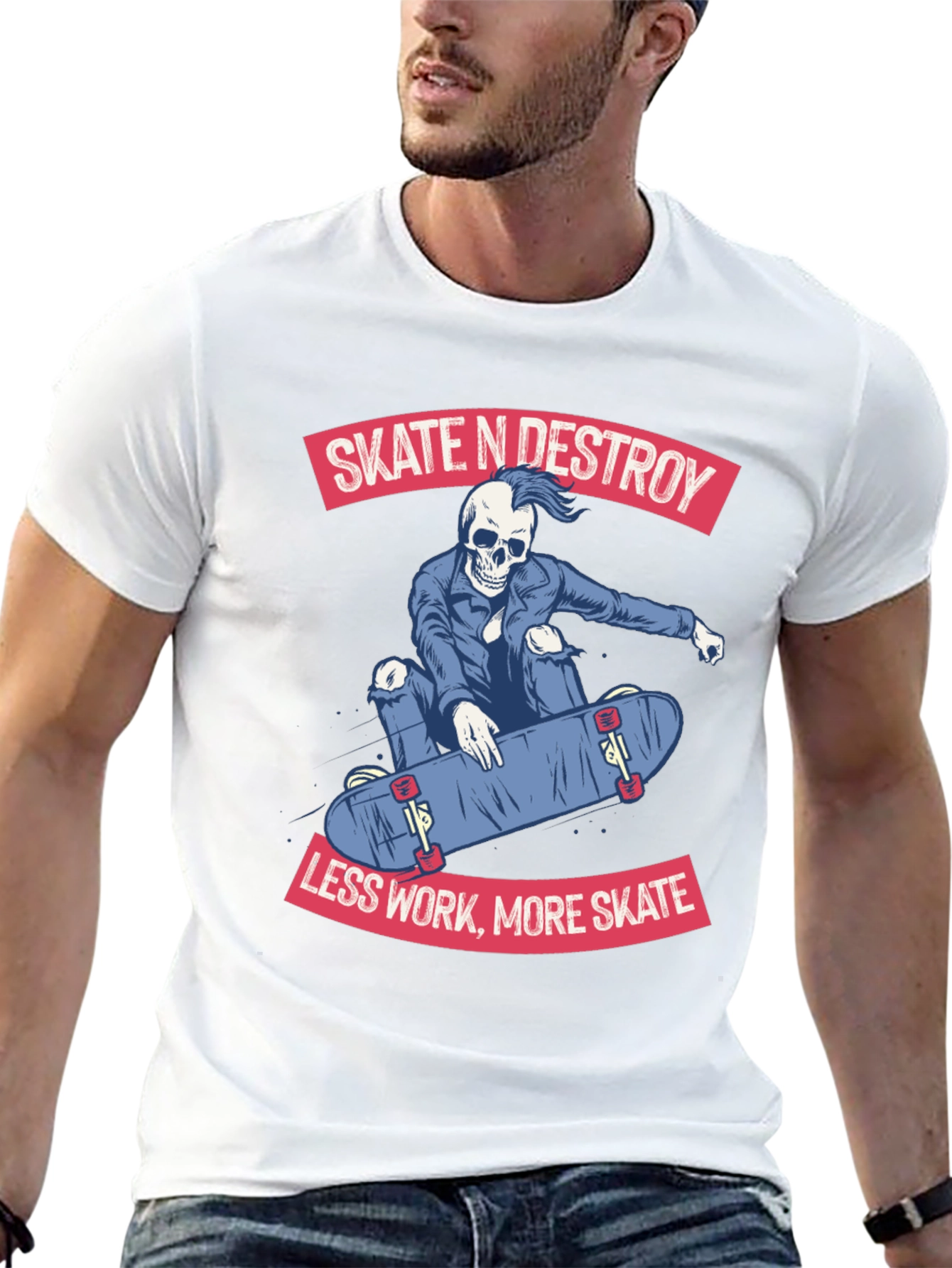 Camiseta Negra con Diseño de Skate Skate N Destroy