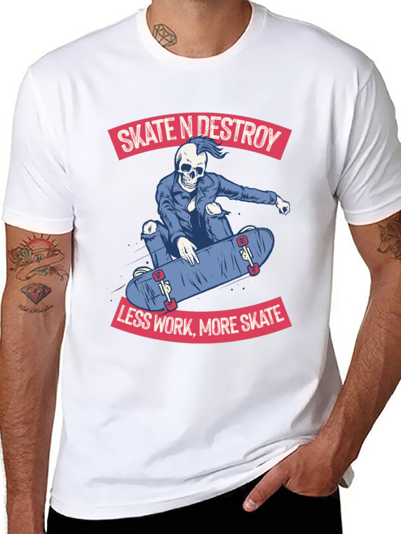 Camiseta Negra con Diseño de Skate Skate N Destroy