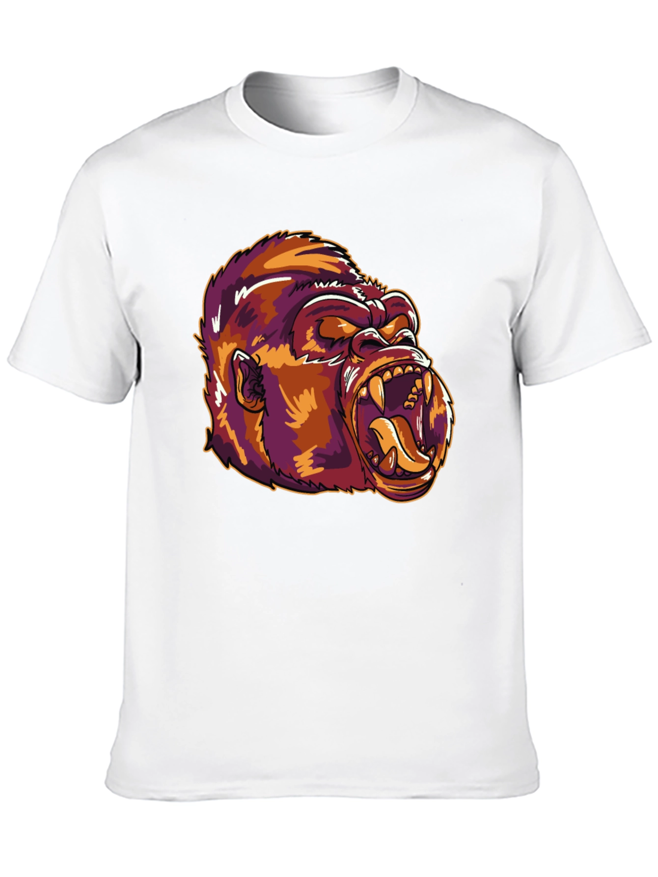 Camiseta Negra con Estampado de Gorila Feroz