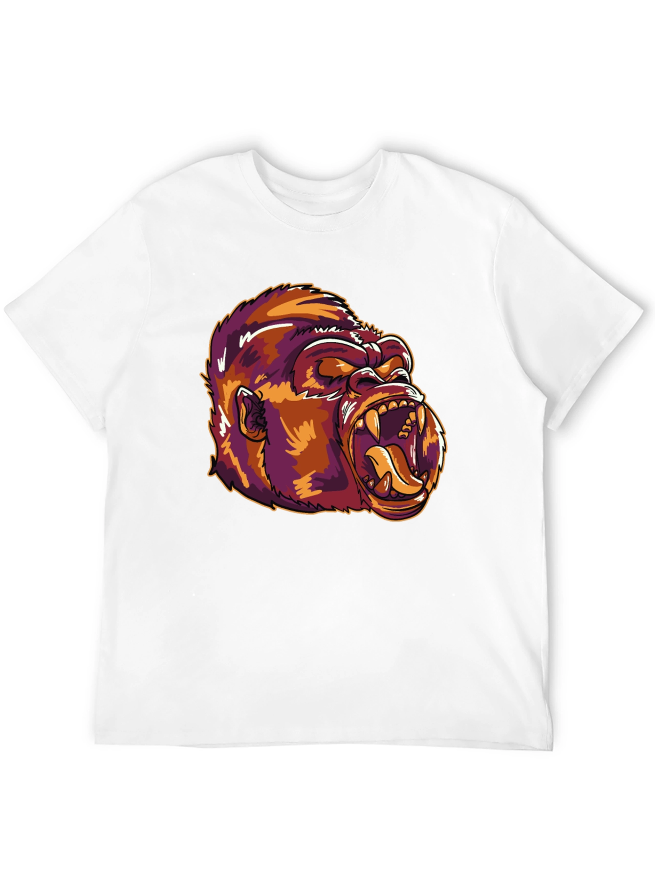 Camiseta Negra con Estampado de Gorila Feroz