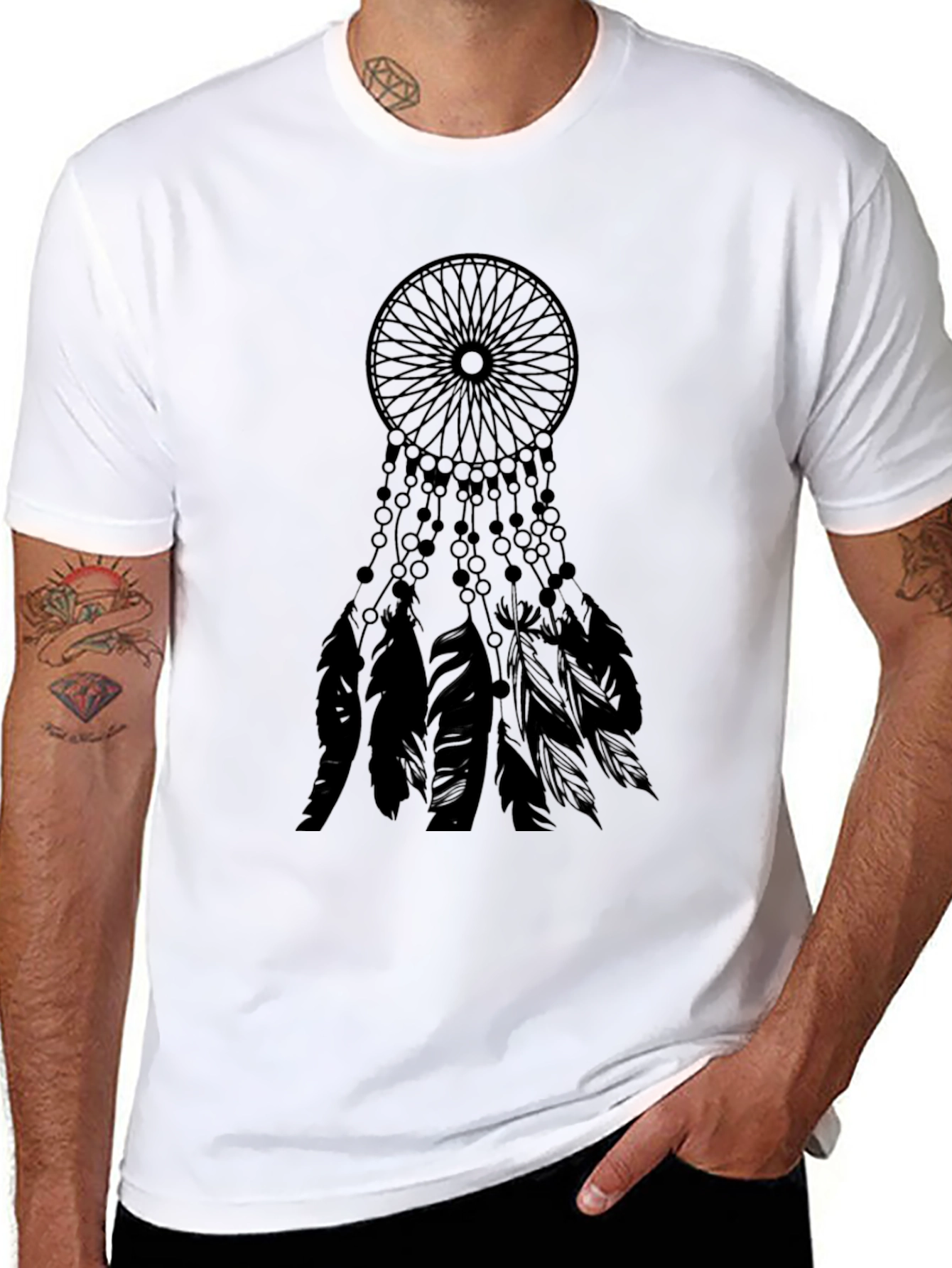 Camiseta Negra con Diseño Atrapasueños