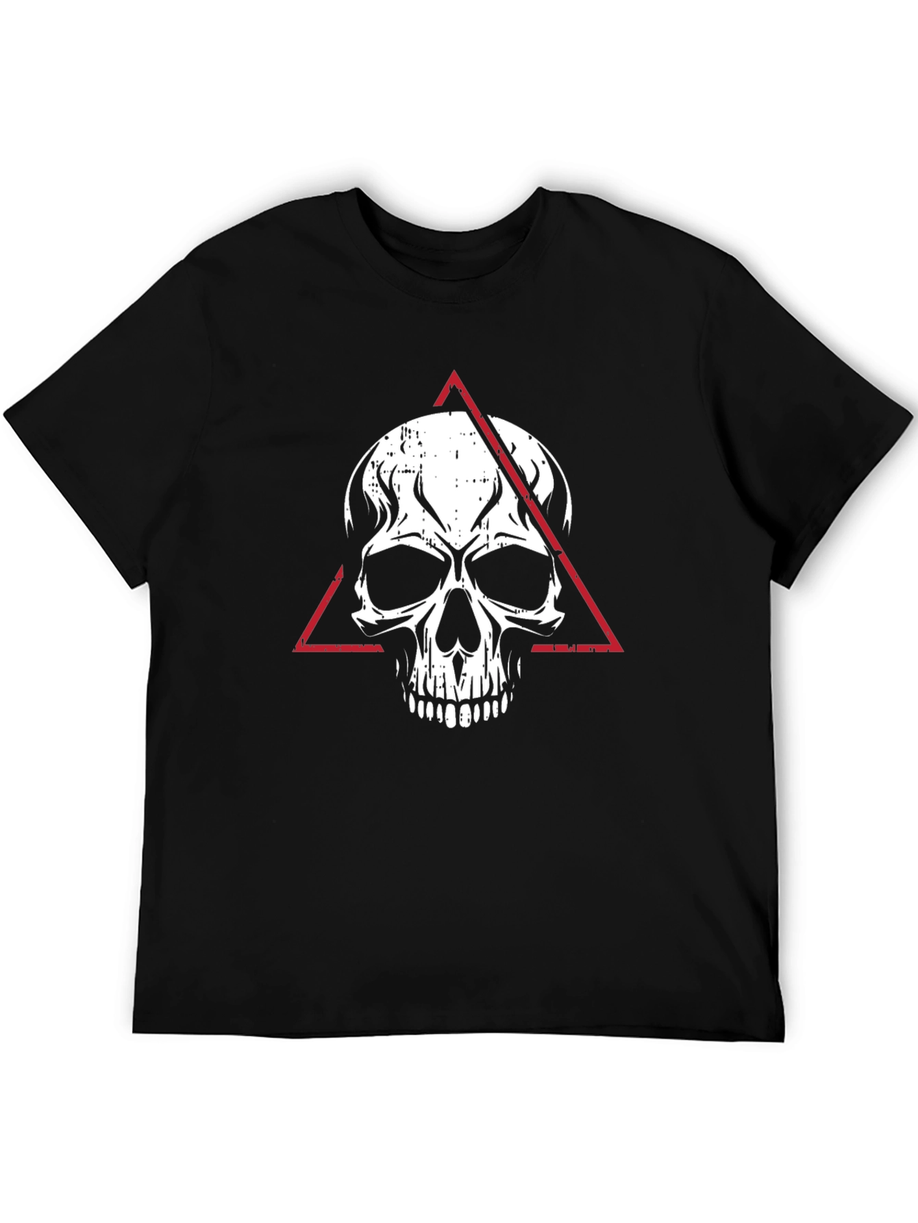 Camiseta Negra con Calavera y Triángulo Rojo