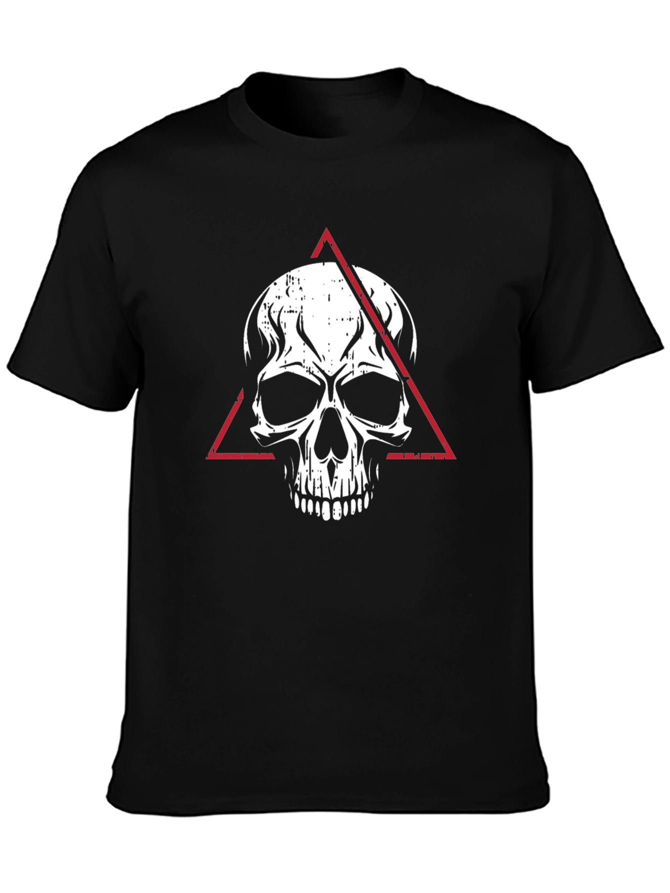 Camiseta Negra con Calavera y Triángulo Rojo