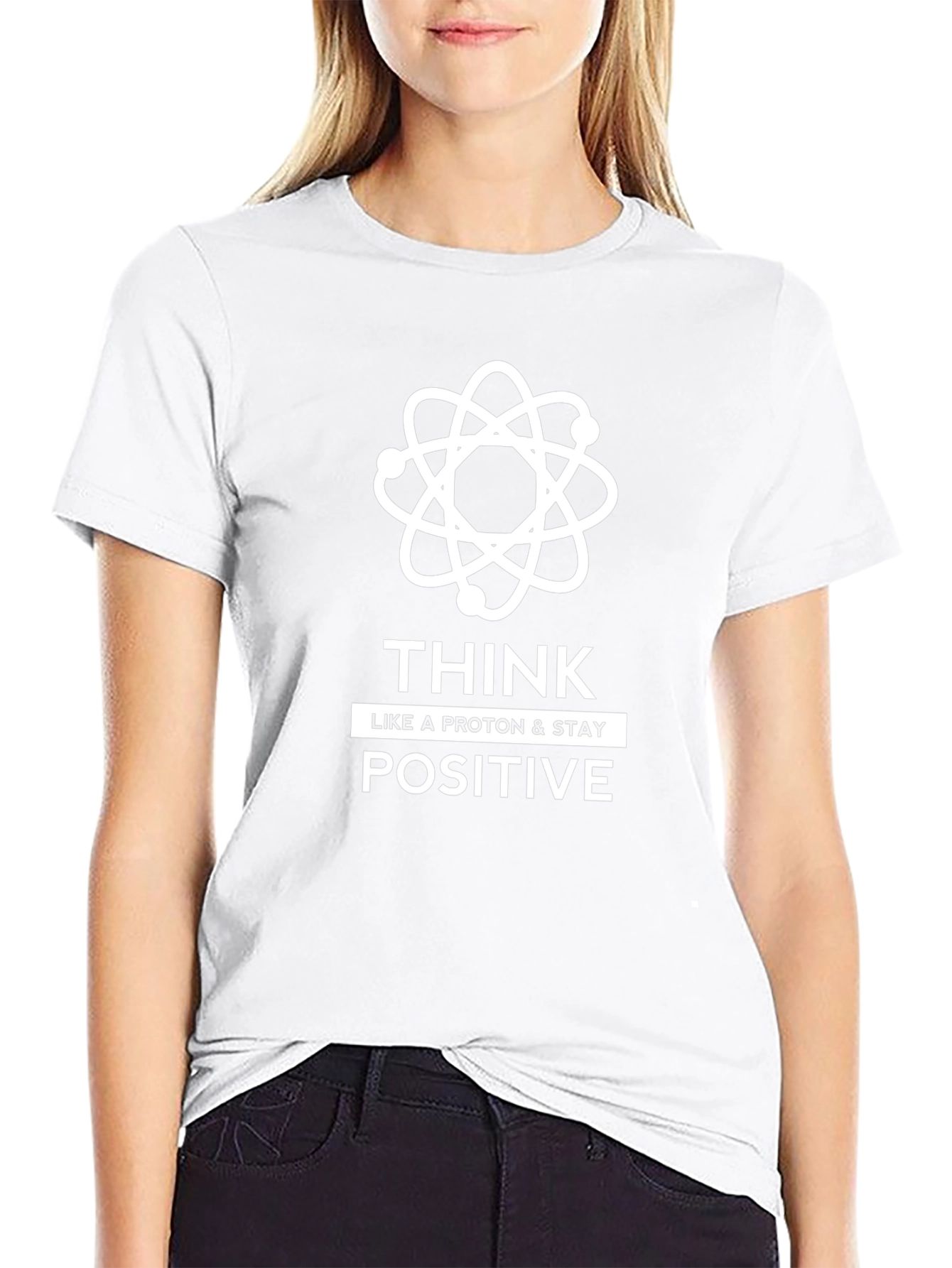 Camiseta Negra Piensa Positivo Ciencia
