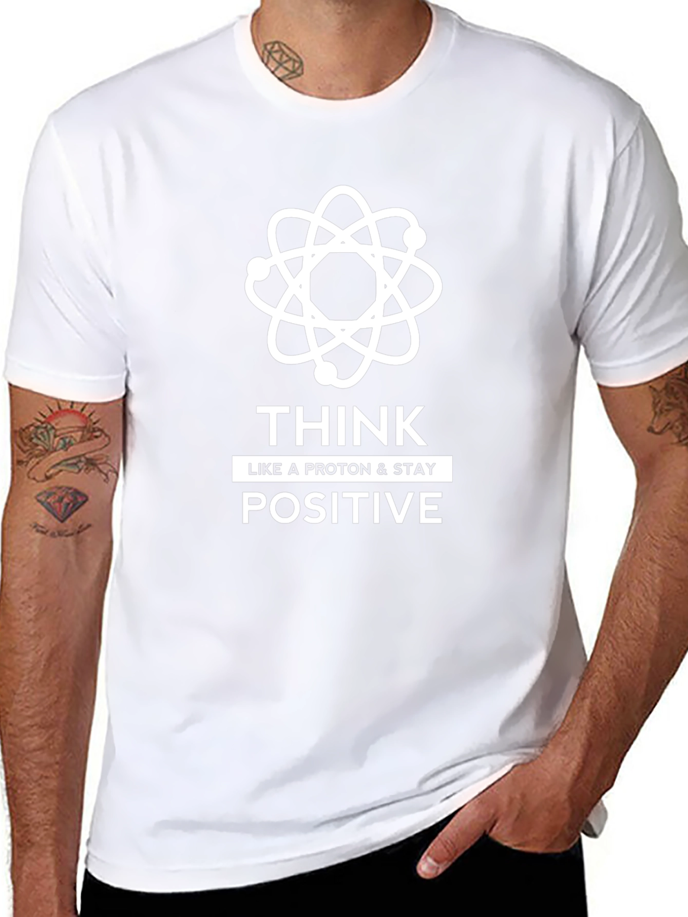 Camiseta Negra Piensa Positivo Ciencia