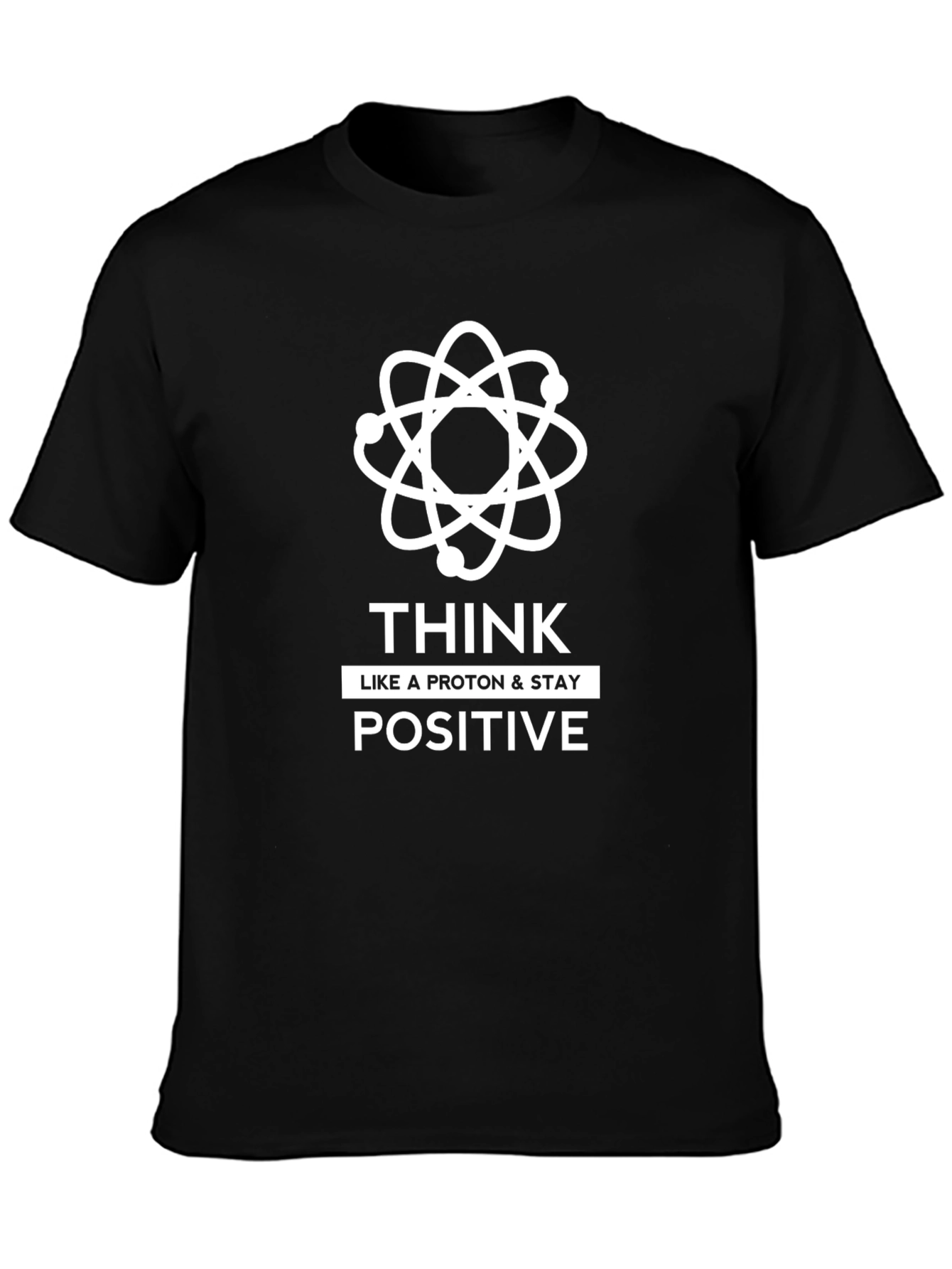Camiseta Negra Piensa Positivo Ciencia