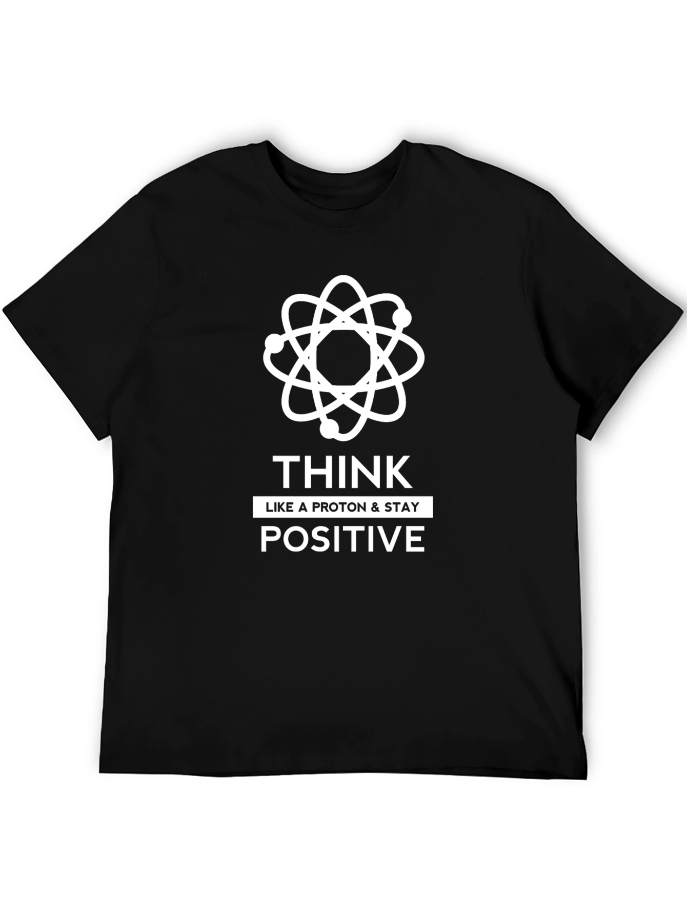 Camiseta Negra Piensa Positivo Ciencia