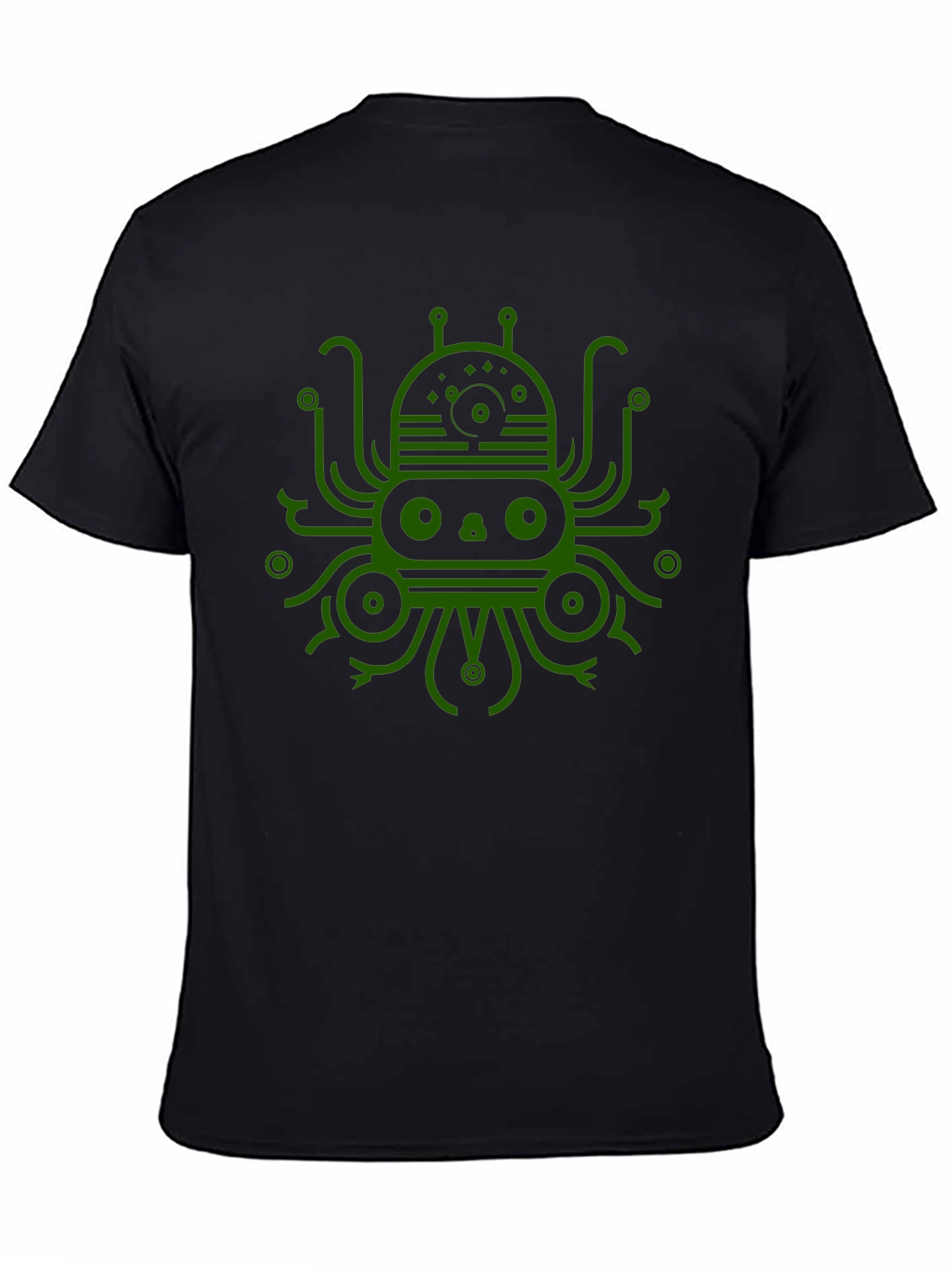 Camiseta Negra con Diseño Gráfico de Pulpo Alienígena