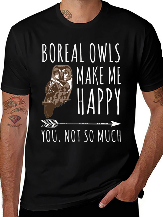 Camiseta Negra Búhos Boreales - Me Hacen Feliz