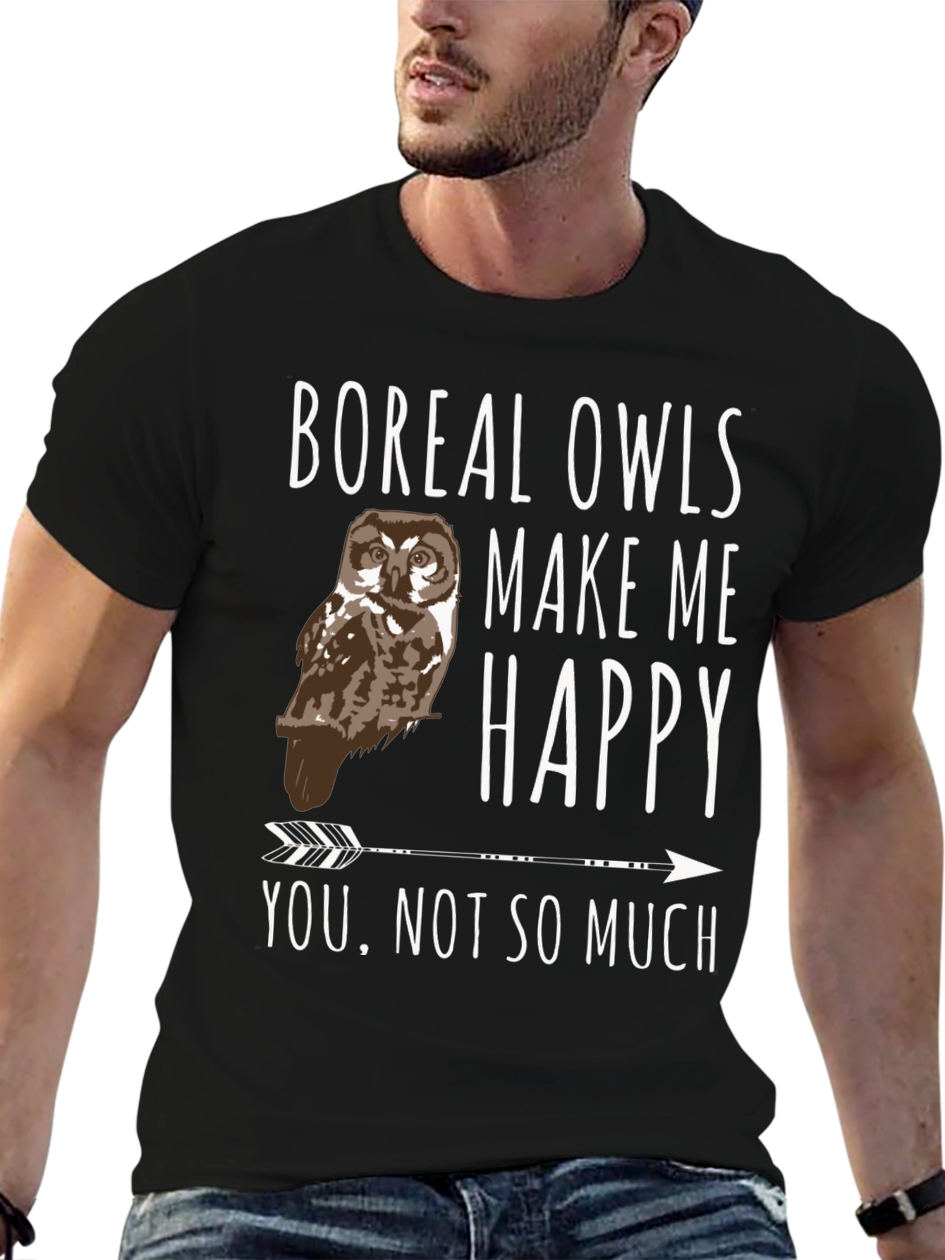 Camiseta Negra Búhos Boreales - Me Hacen Feliz