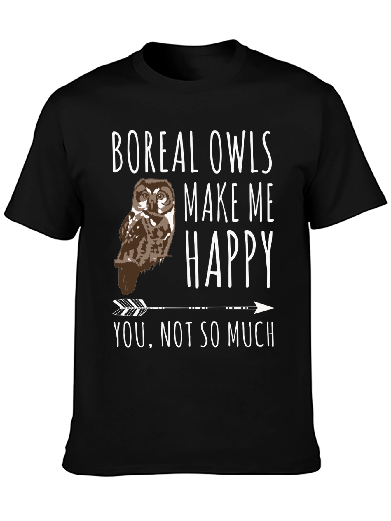 Camiseta Negra Búhos Boreales - Me Hacen Feliz