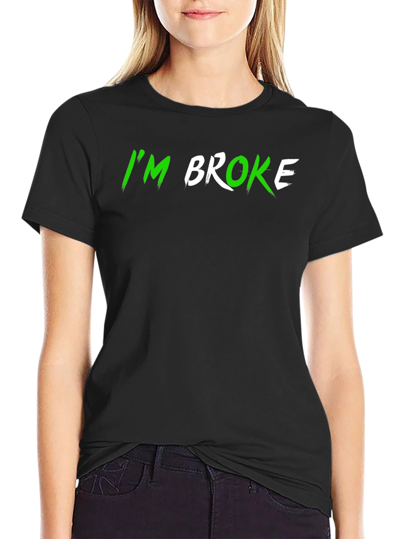 Camiseta Negra IM BROKE Casual y Divertida