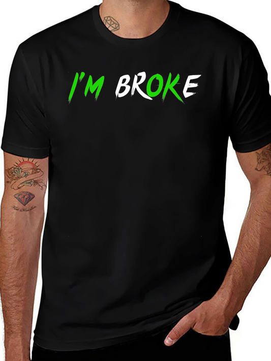 Camiseta Negra IM BROKE Casual y Divertida