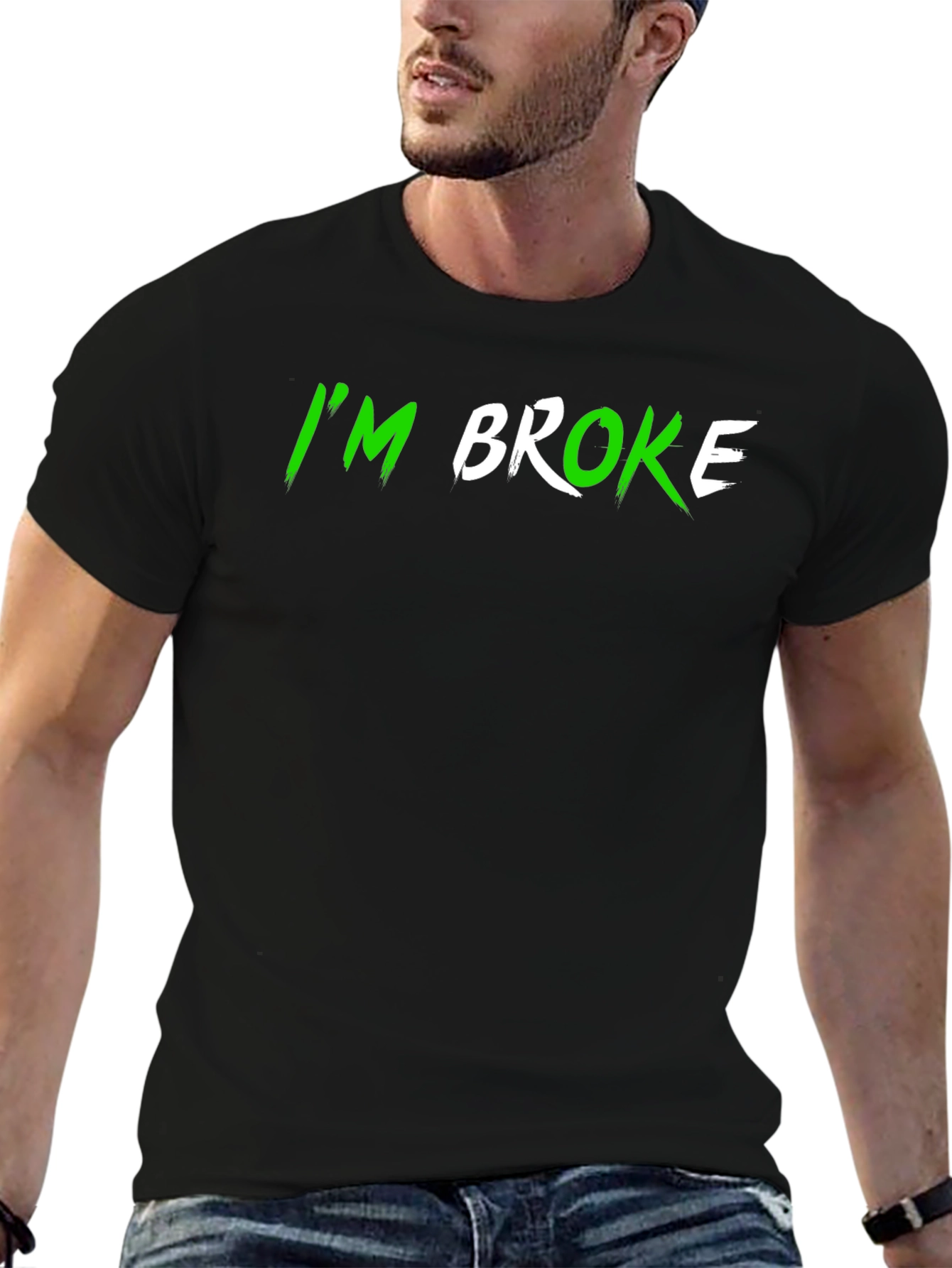 Camiseta Negra IM BROKE Casual y Divertida