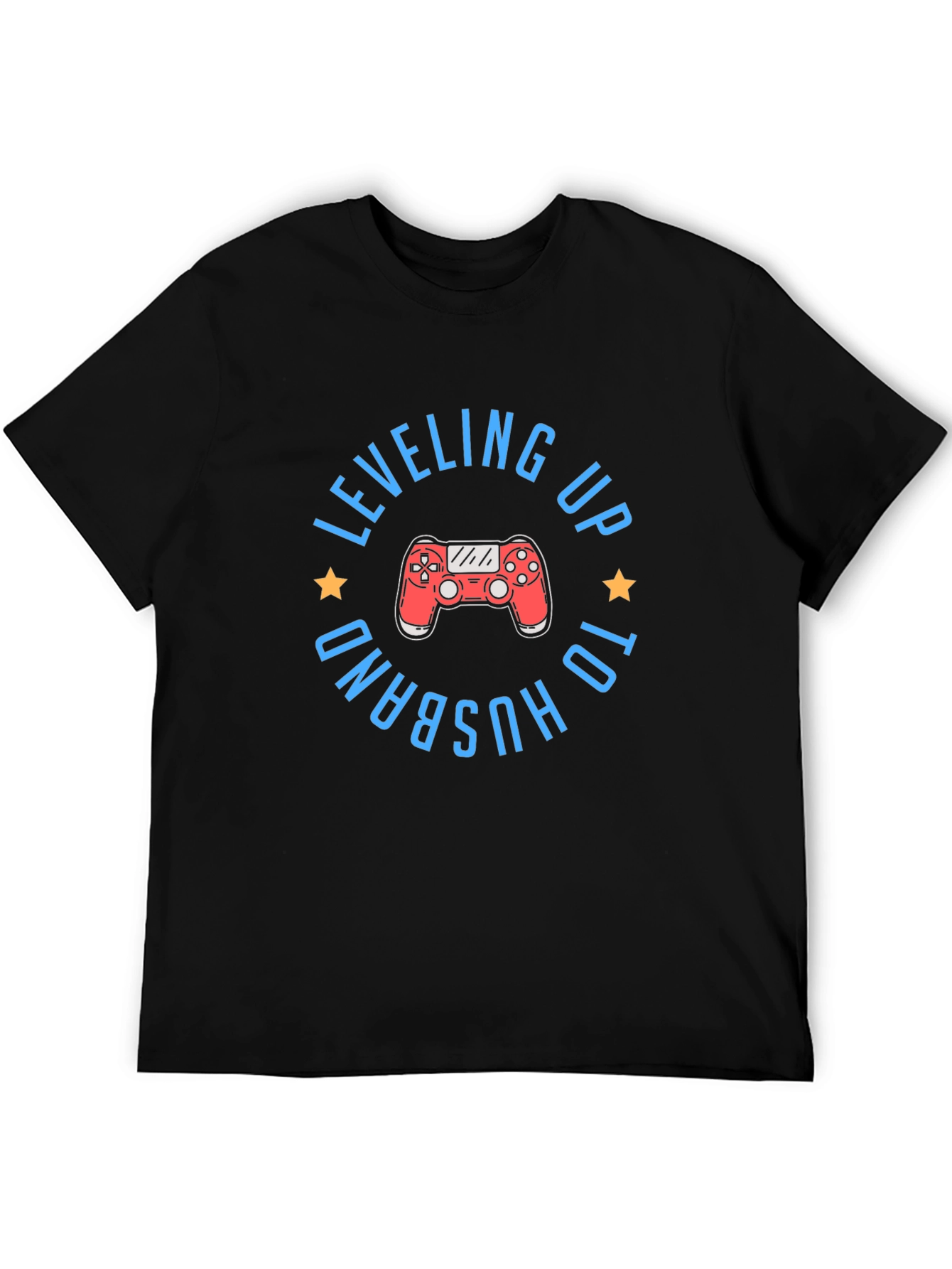 Camiseta Negra Leveling Up to Husband Gamer
