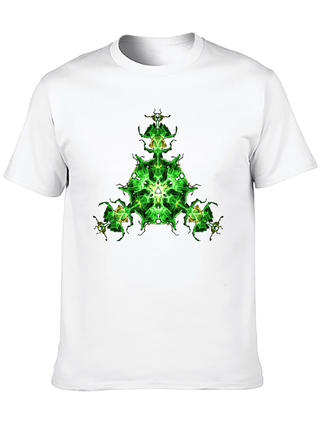 Camiseta Negra Diseño Abstracto Verde