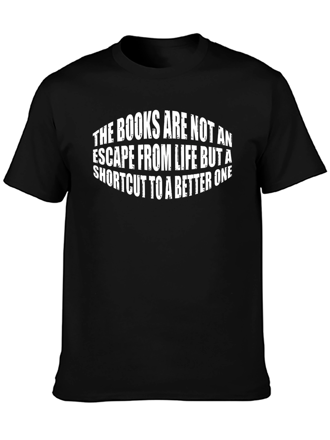 Camiseta Negra con Mensaje Motivacional de Libros