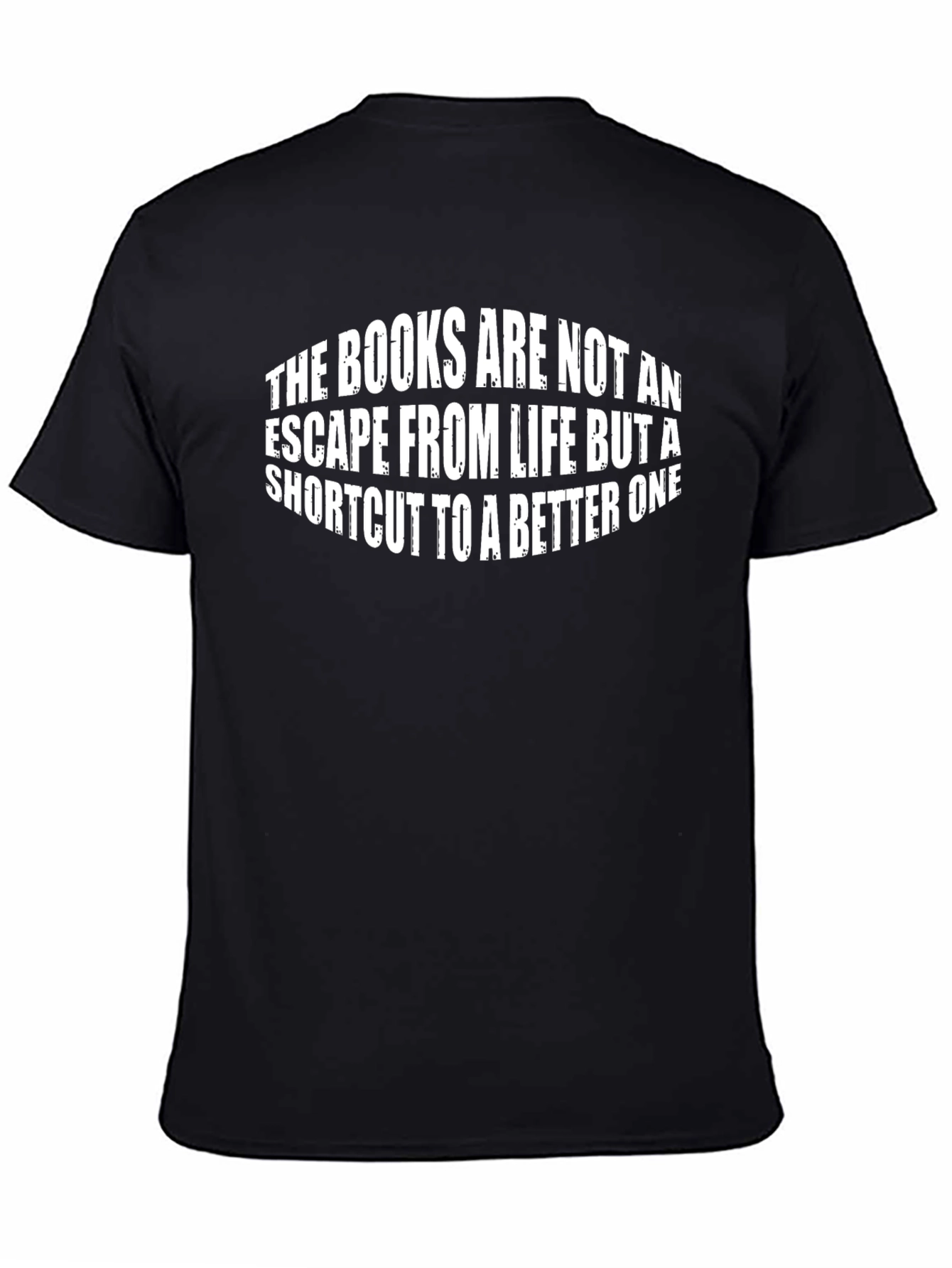 Camiseta Negra con Mensaje Motivacional de Libros