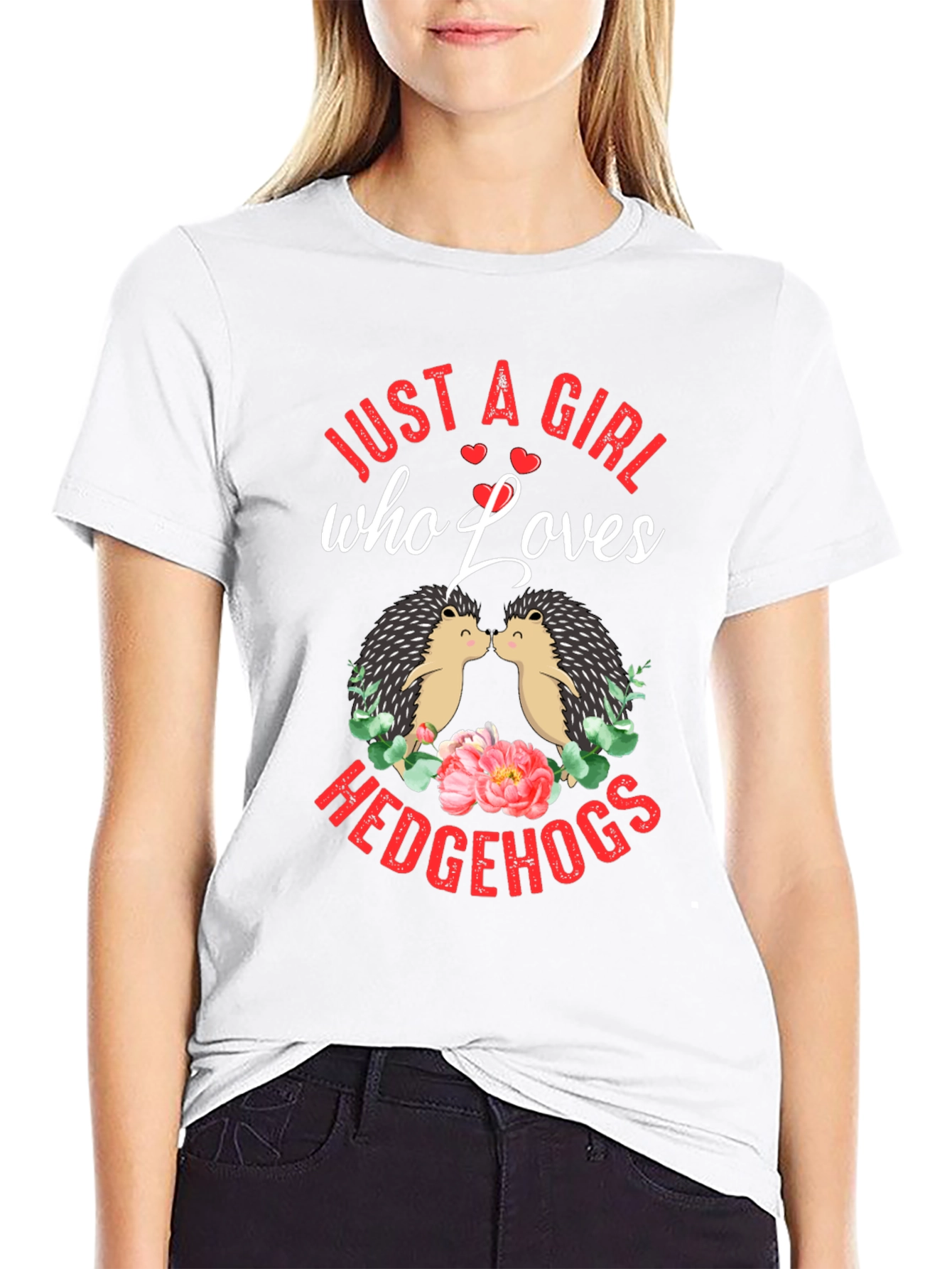 Camiseta Negra Just a Girl Who Loves Hedgehogs