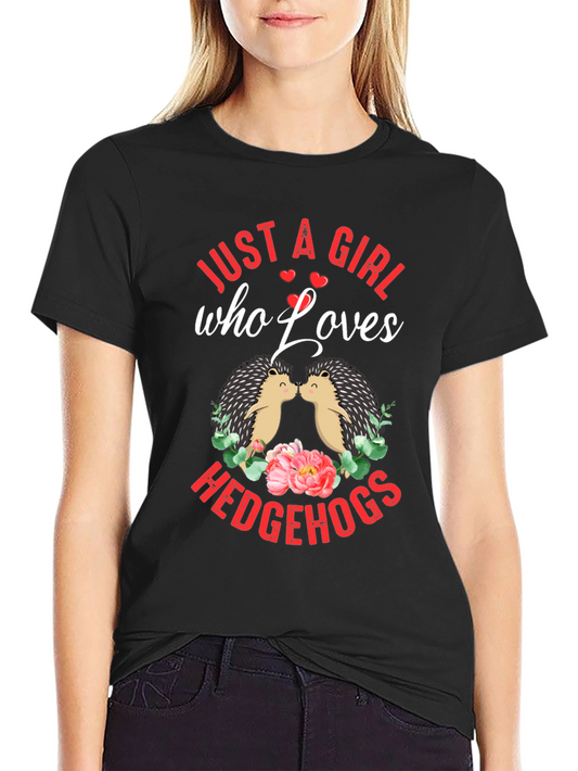 Camiseta Negra Just a Girl Who Loves Hedgehogs