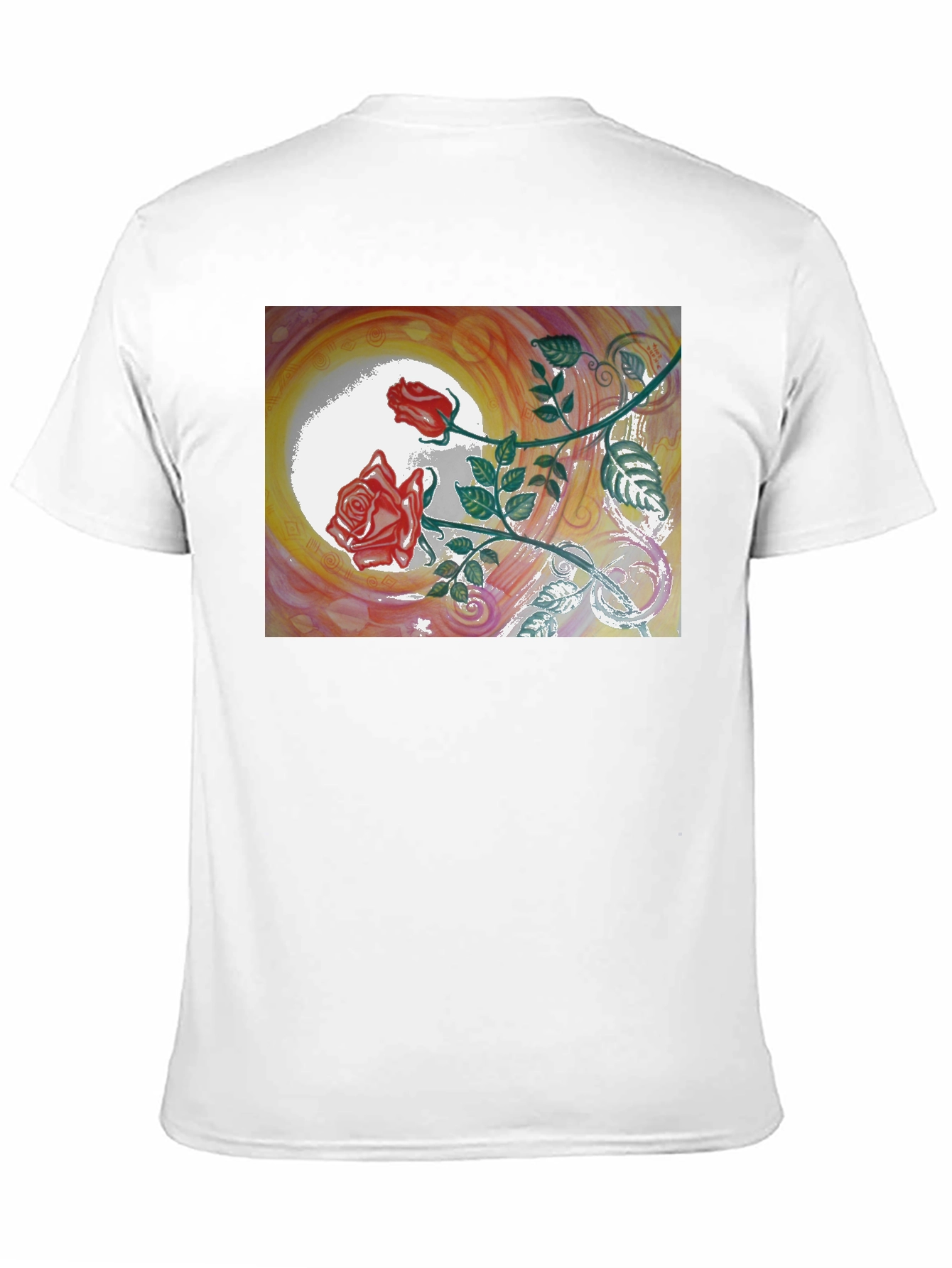 Camiseta Negra con Diseño Floral de Rosas