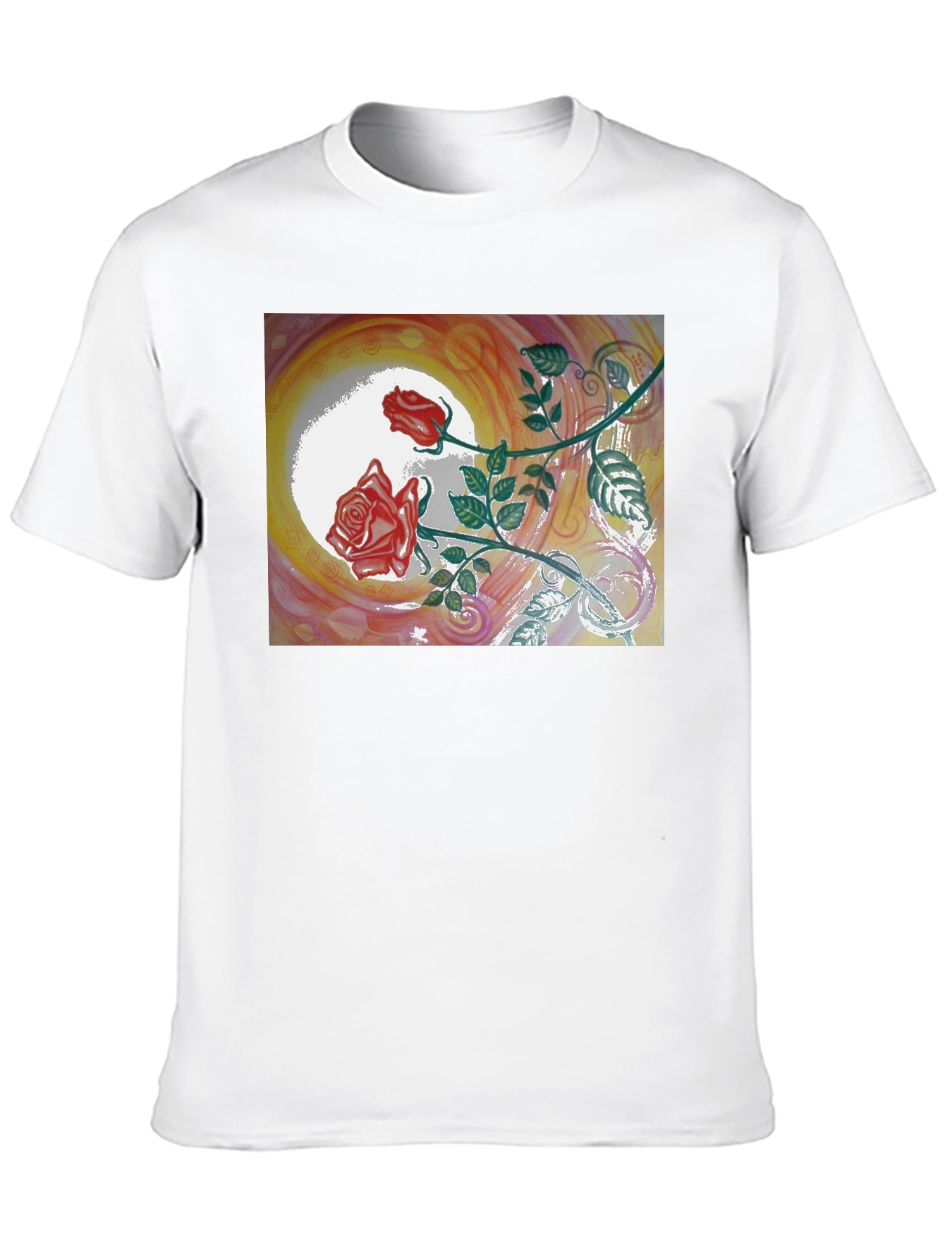 Camiseta Negra con Diseño Floral de Rosas