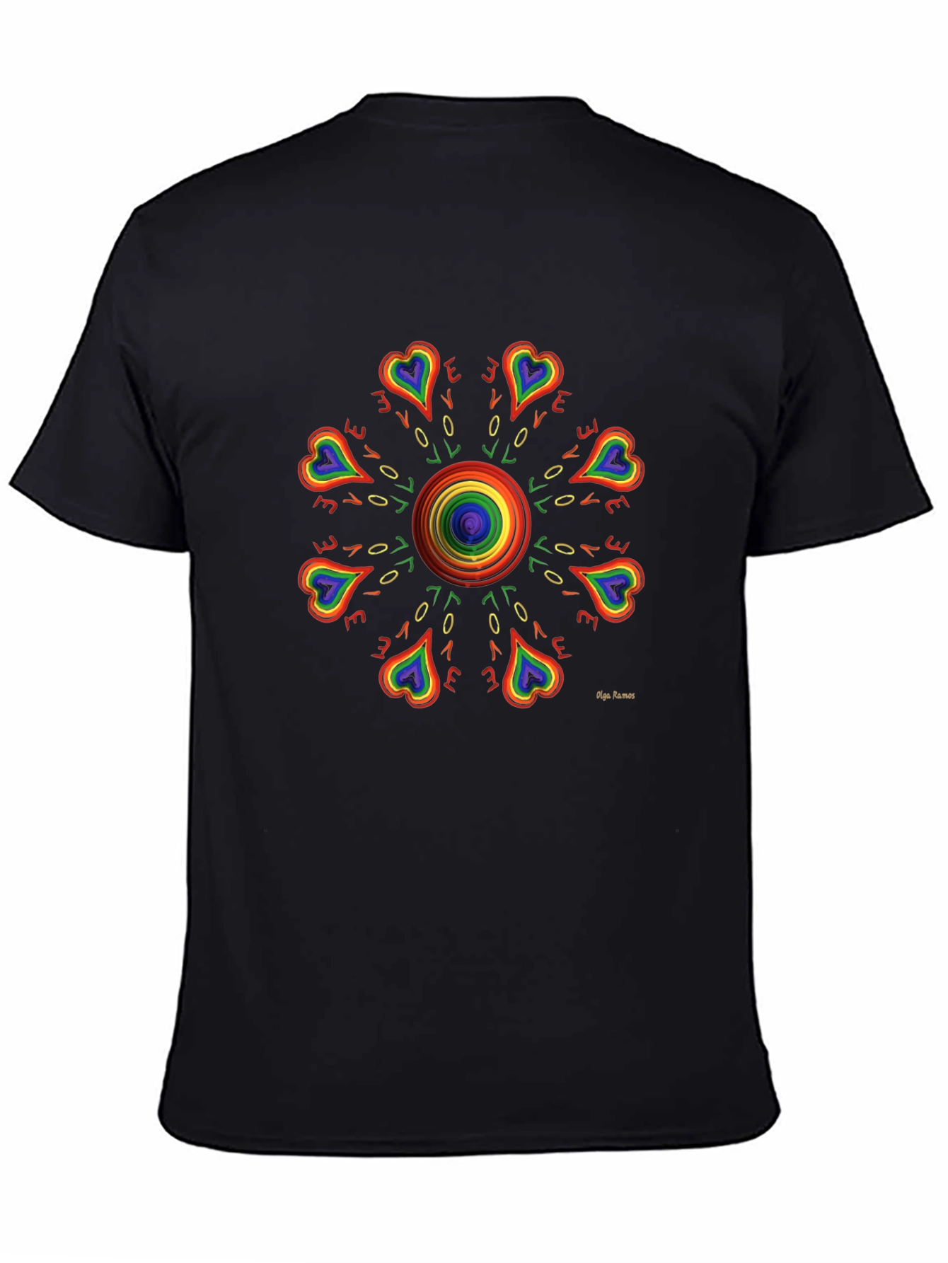 Camiseta Negra con Mandala de Amor LGBT