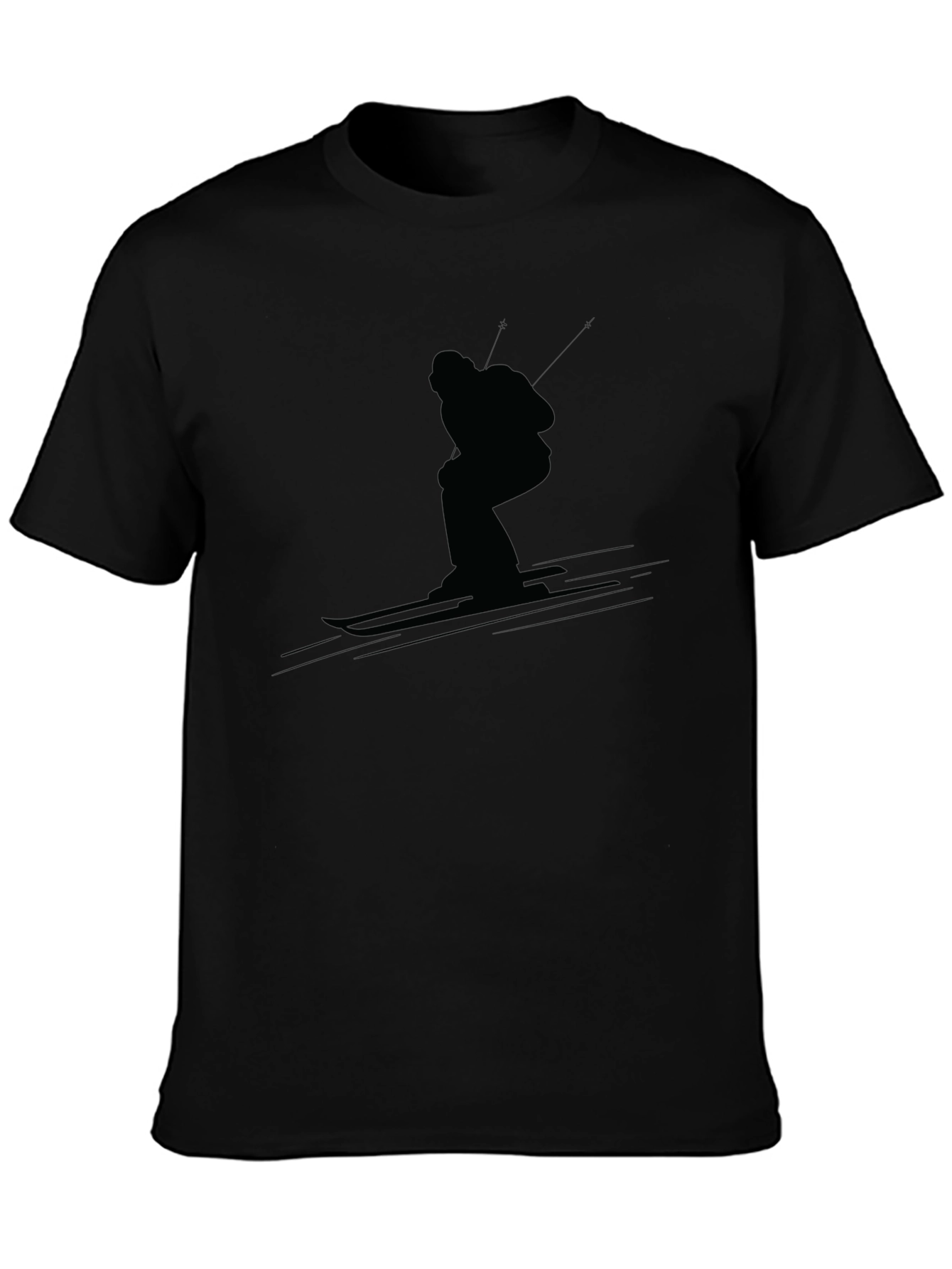 Camiseta Negra Esquí Silueta Hombre